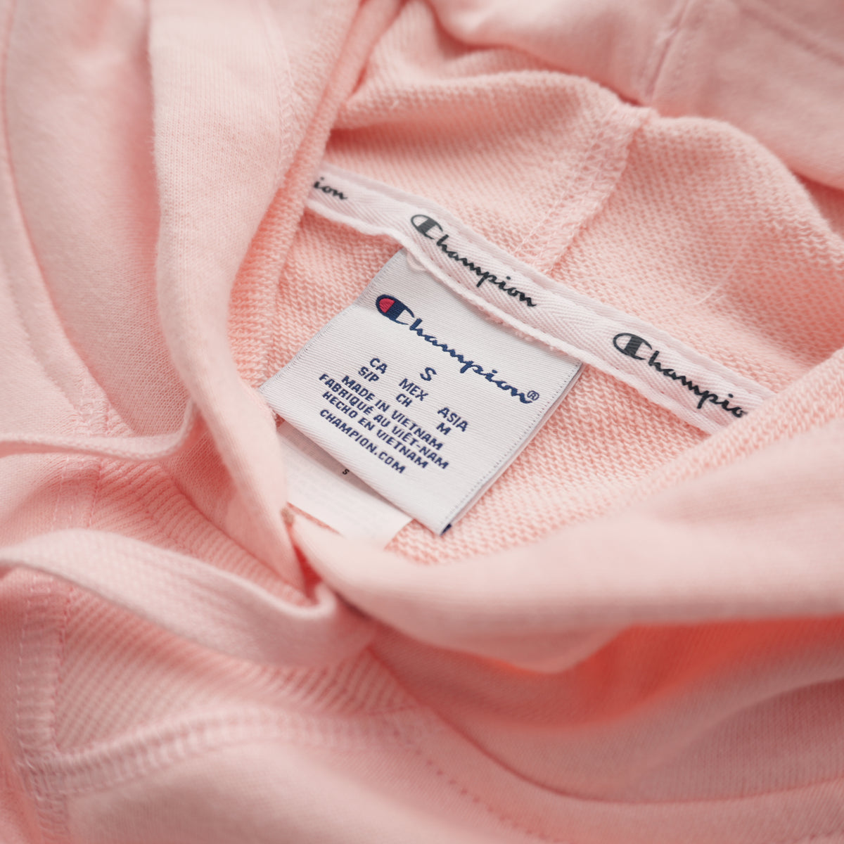 CHAMPION SMALL C LOGO HOODIE – PALE BLUSH PINK
