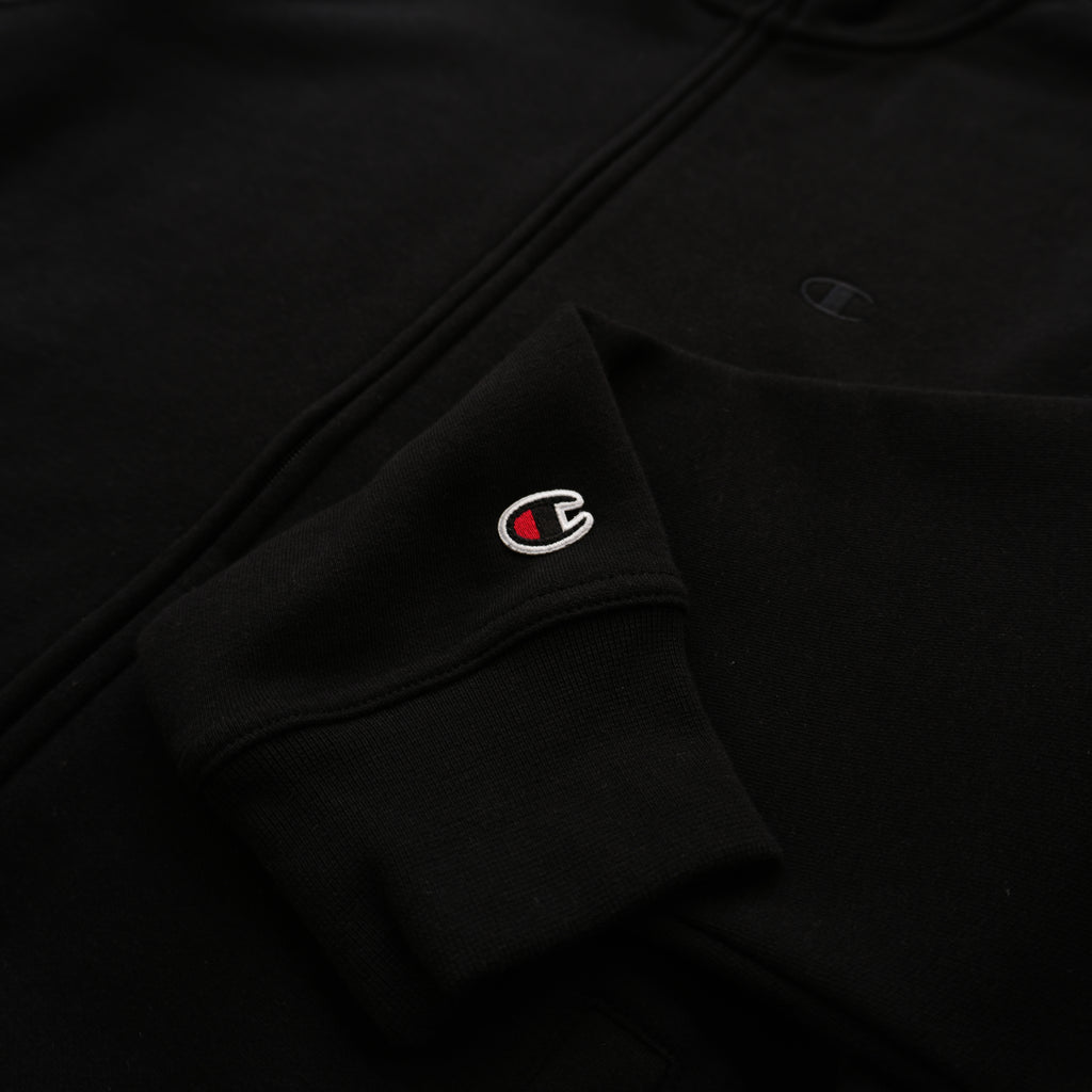CHAMPION TONAL C LOGO ZIP-UP SWEATSHIRT – BLACK