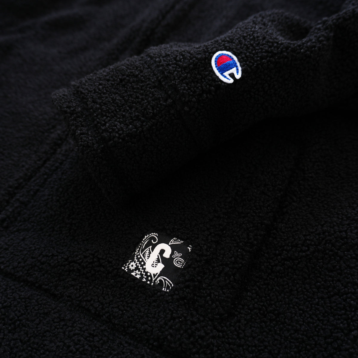 CHAMPION PAISLEY PATCH SHERPA JACKET – BLACK