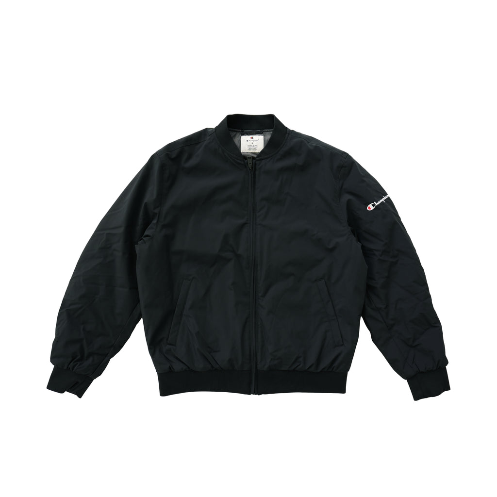 CHAMPION SCRIPT LOGO BOMBER JACKET – BLACK