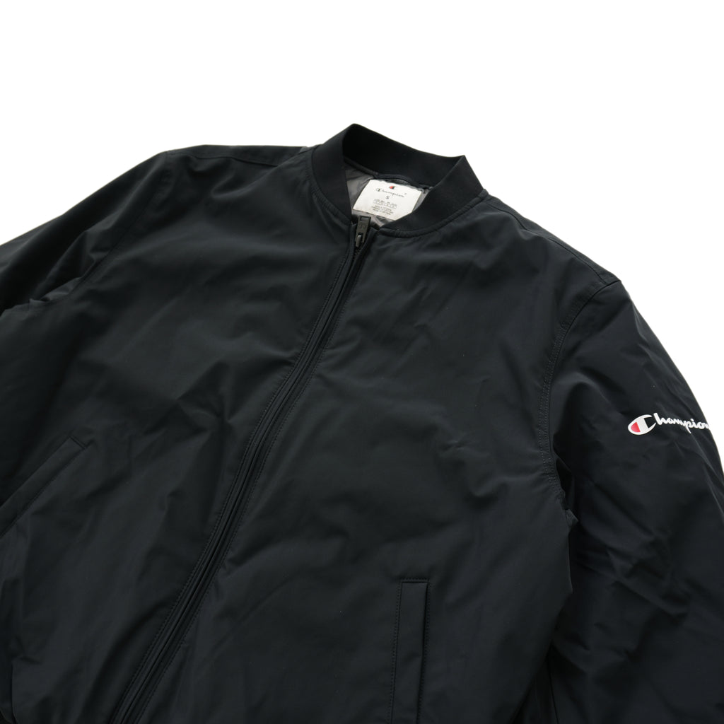 CHAMPION SCRIPT LOGO BOMBER JACKET – BLACK