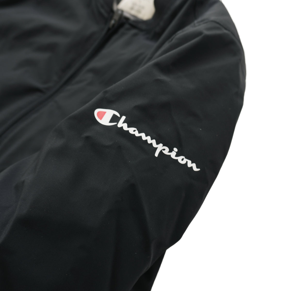 CHAMPION SCRIPT LOGO BOMBER JACKET – BLACK