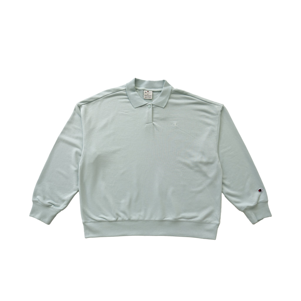 CHAMPION TONAL C LOGO POLO SWEATSHIRT – PALE MINT