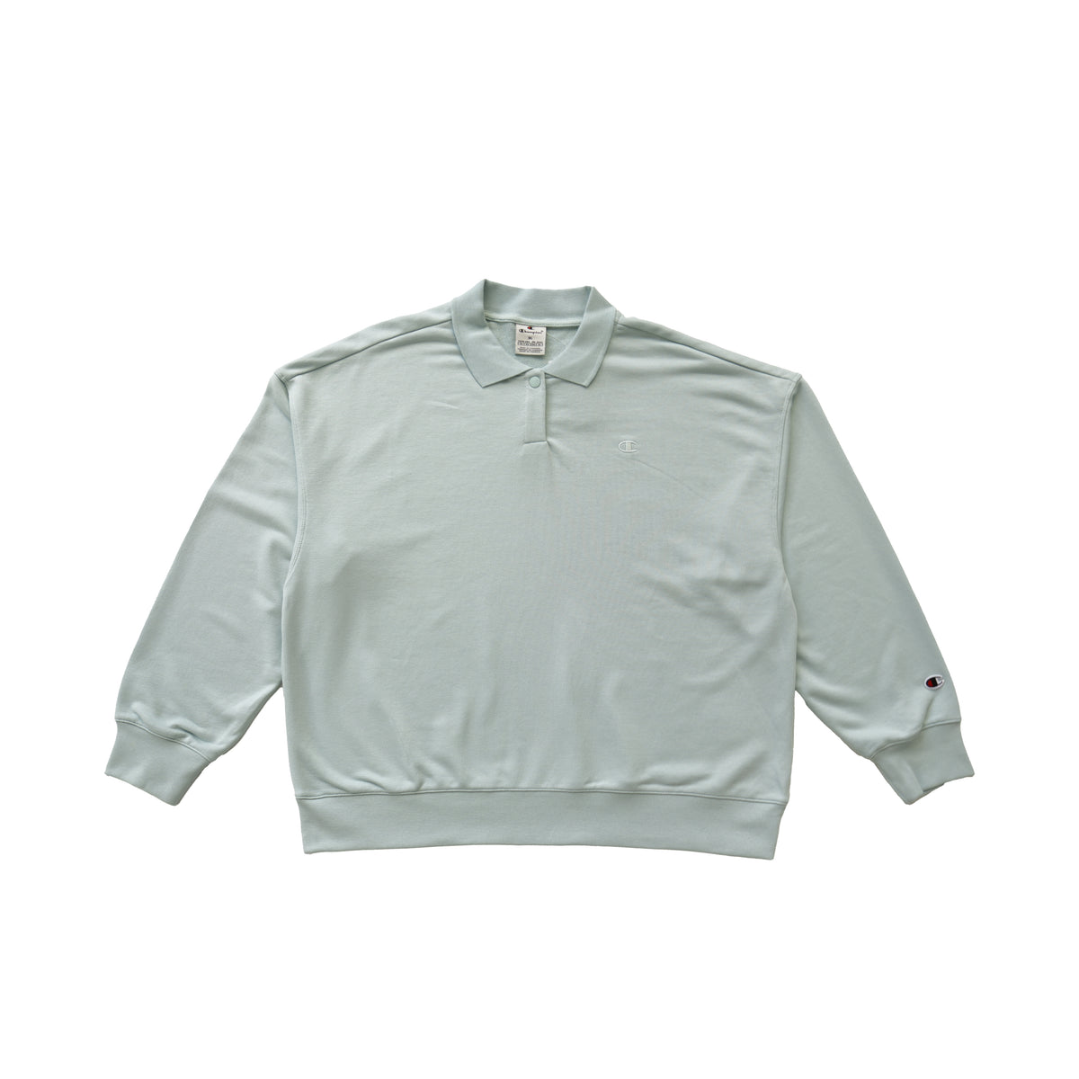 CHAMPION TONAL C LOGO POLO SWEATSHIRT – PALE MINT