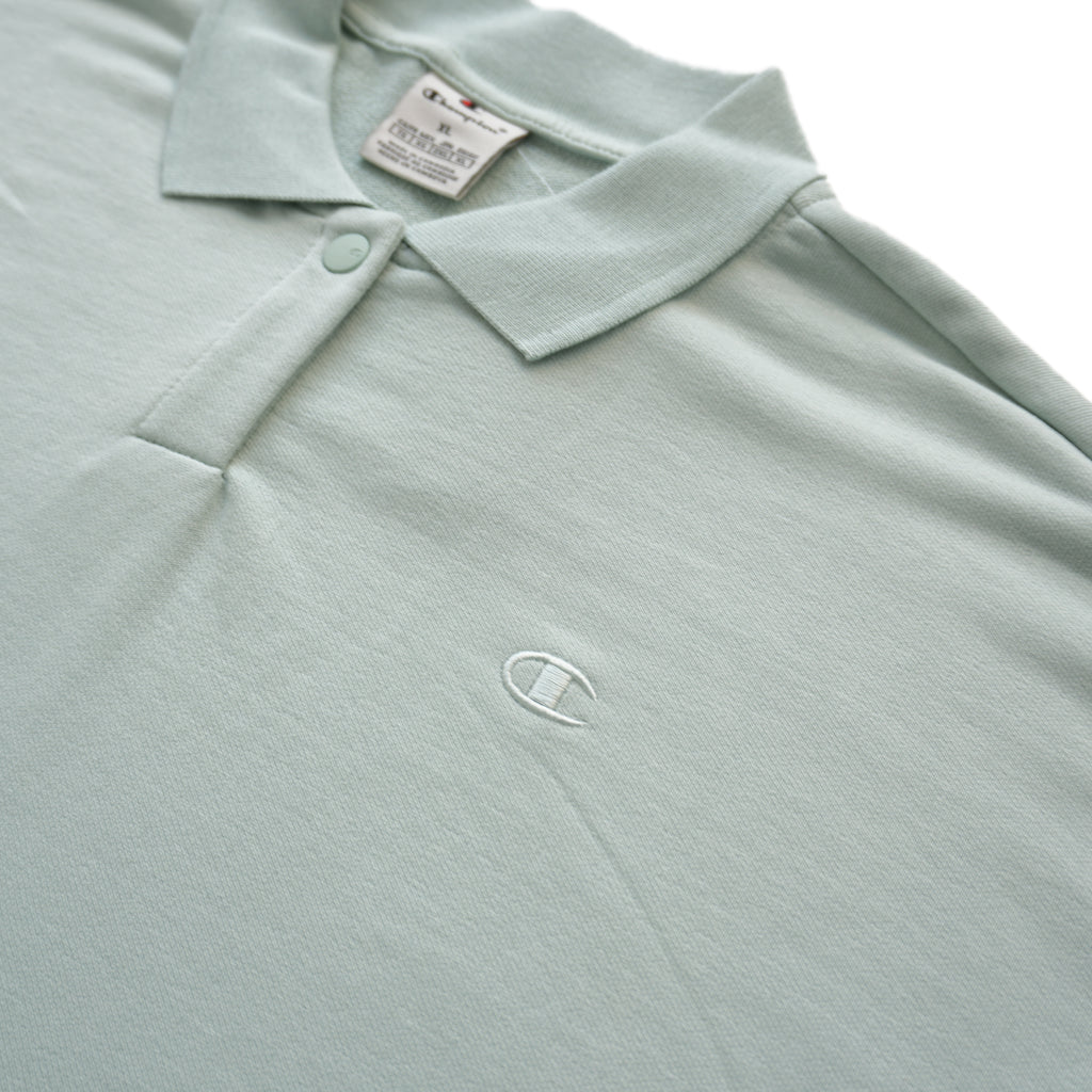 CHAMPION TONAL C LOGO POLO SWEATSHIRT – PALE MINT
