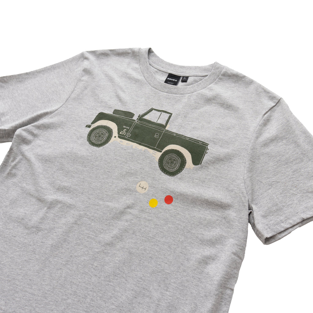 DEUS EX MACHINA PARKING LOT D'ELEGANCE GRAPHIC T-SHIRT - GREY MARL