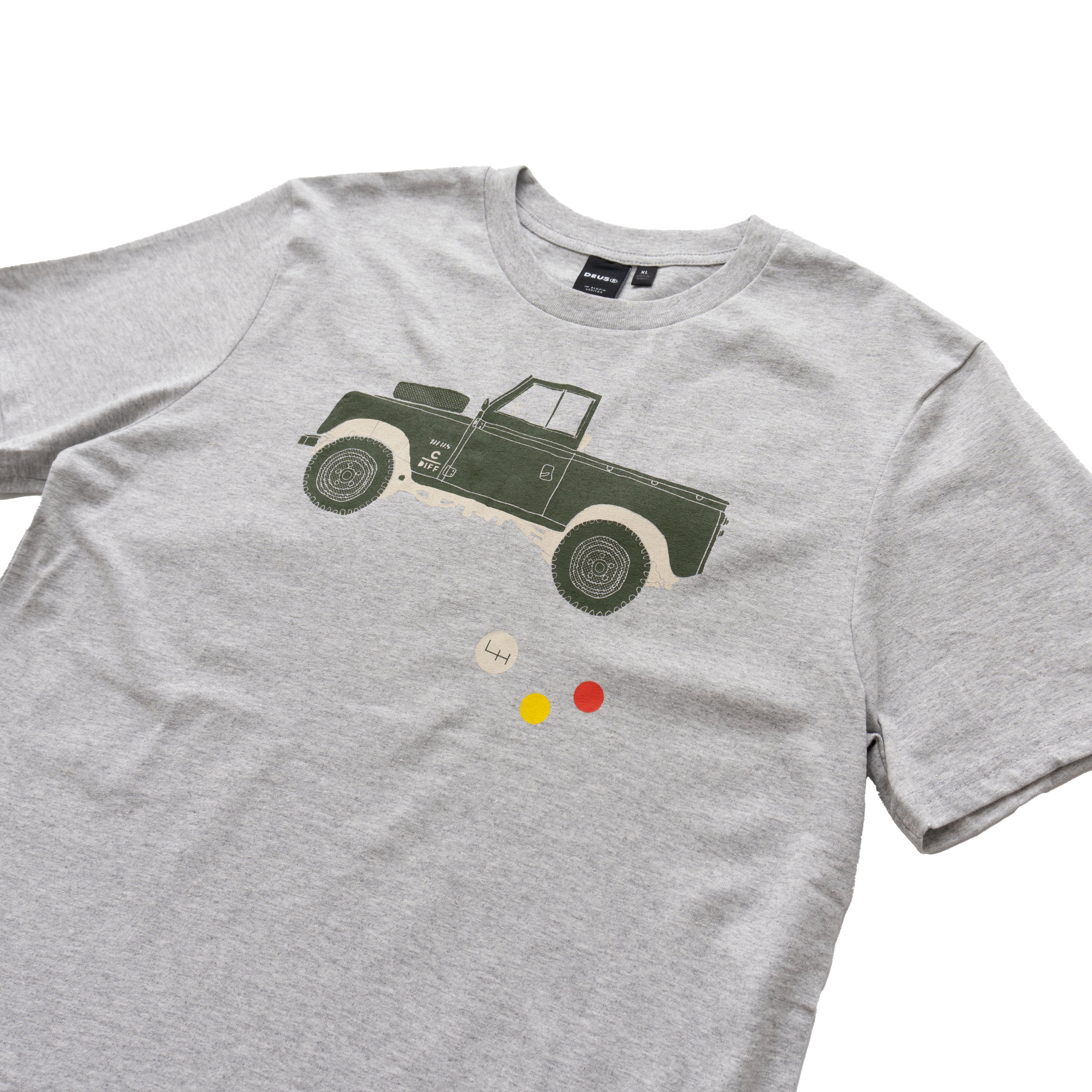 DEUS EX MACHINA PARKING LOT D'ELEGANCE GRAPHIC T-SHIRT - GREY MARL
