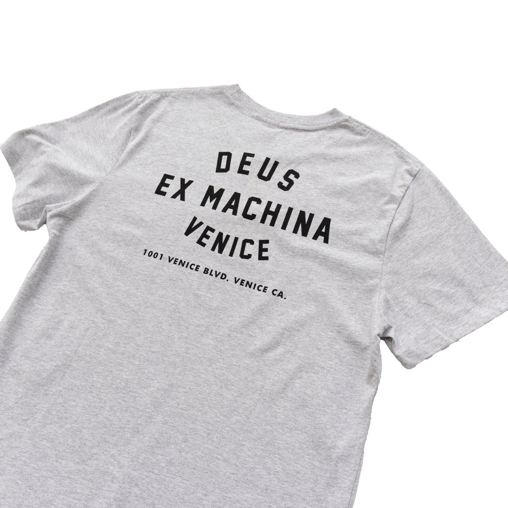 DEUS EX MACHINA VENICE ADDRESS GRAPHIC T-SHIRT - GREY MARL
