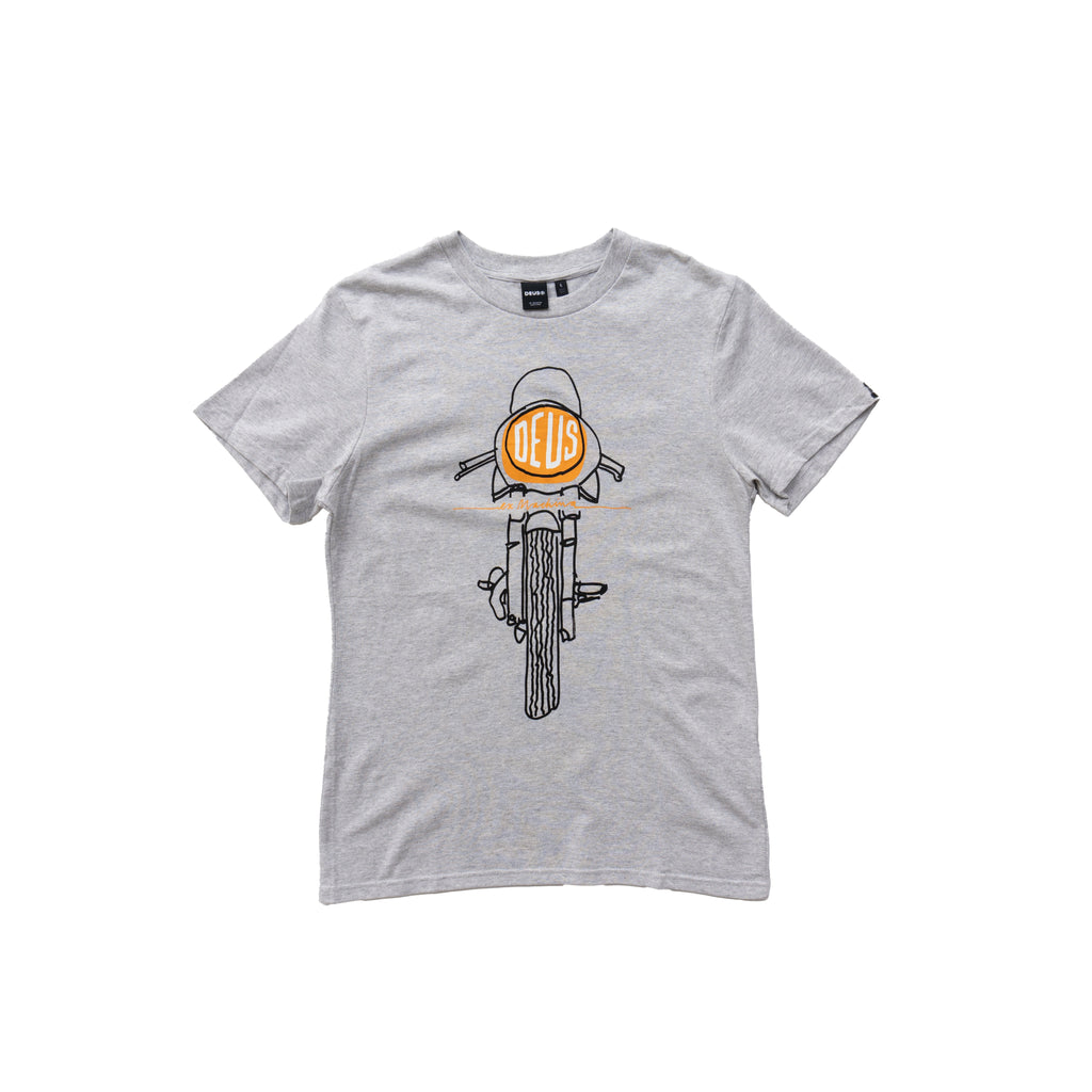 DEUS EX MACHINA MOTORCYCLE GRAPHIC T-SHIRT - GREY MARL