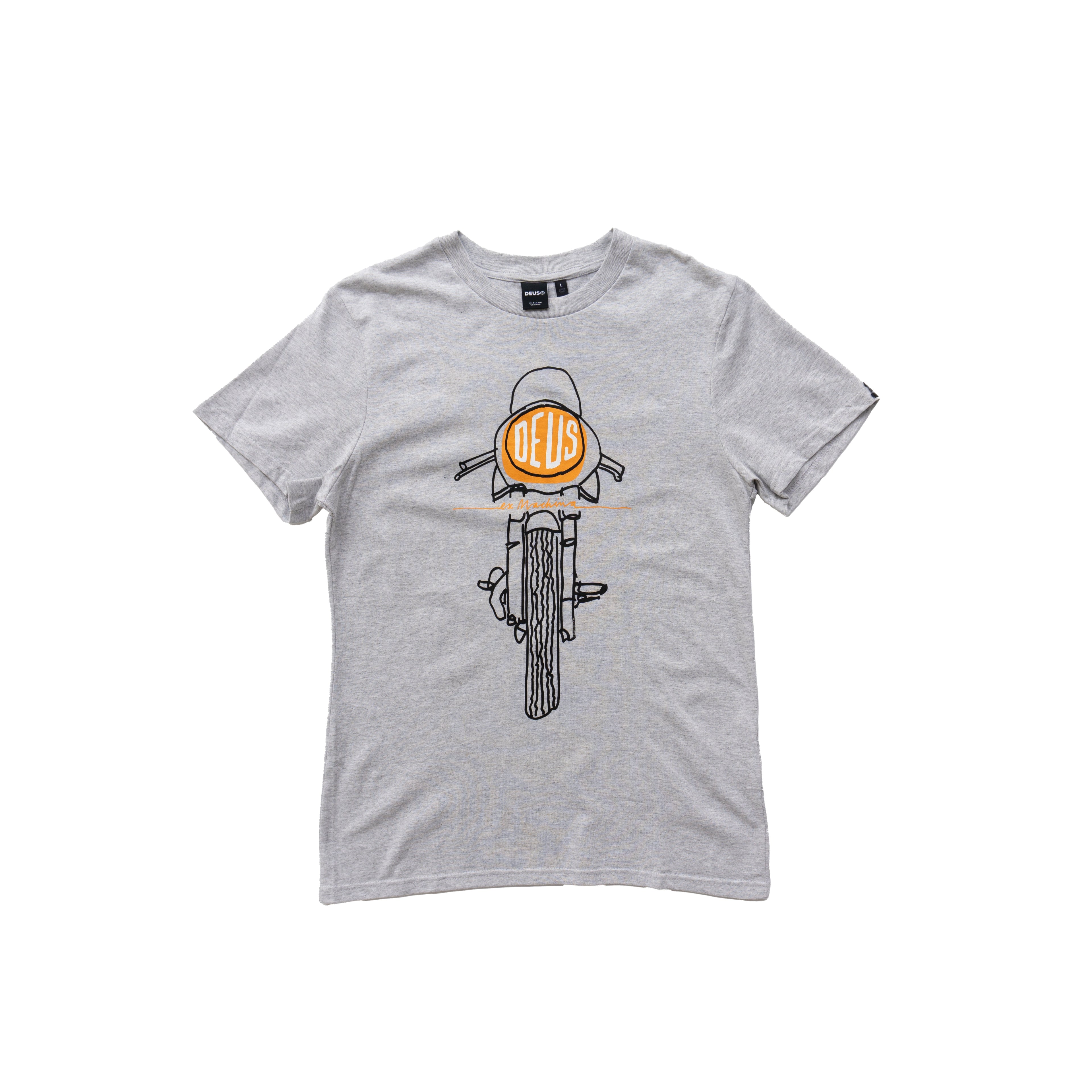 DEUS EX MACHINA MOTORCYCLE GRAPHIC T-SHIRT - GREY MARL