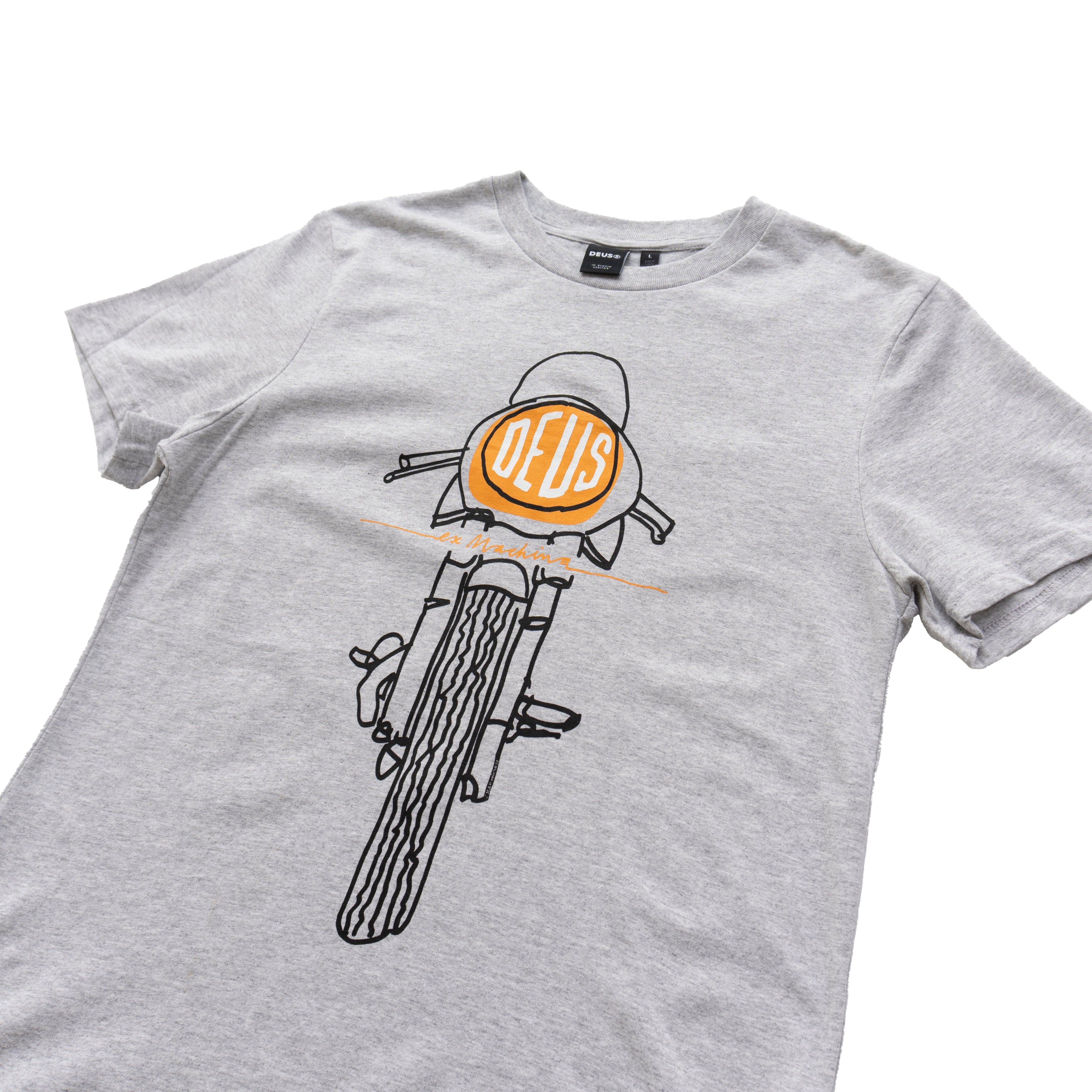 DEUS EX MACHINA MOTORCYCLE GRAPHIC T-SHIRT - GREY MARL