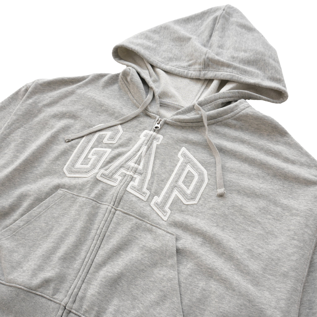 GAP ARCH LOGO FULL-ZIP HOODIE – LIGHT GREY