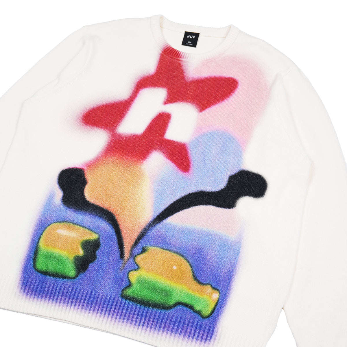 HUF SOFT FOCUS CREW NECK SWEATER – OFF WHITE