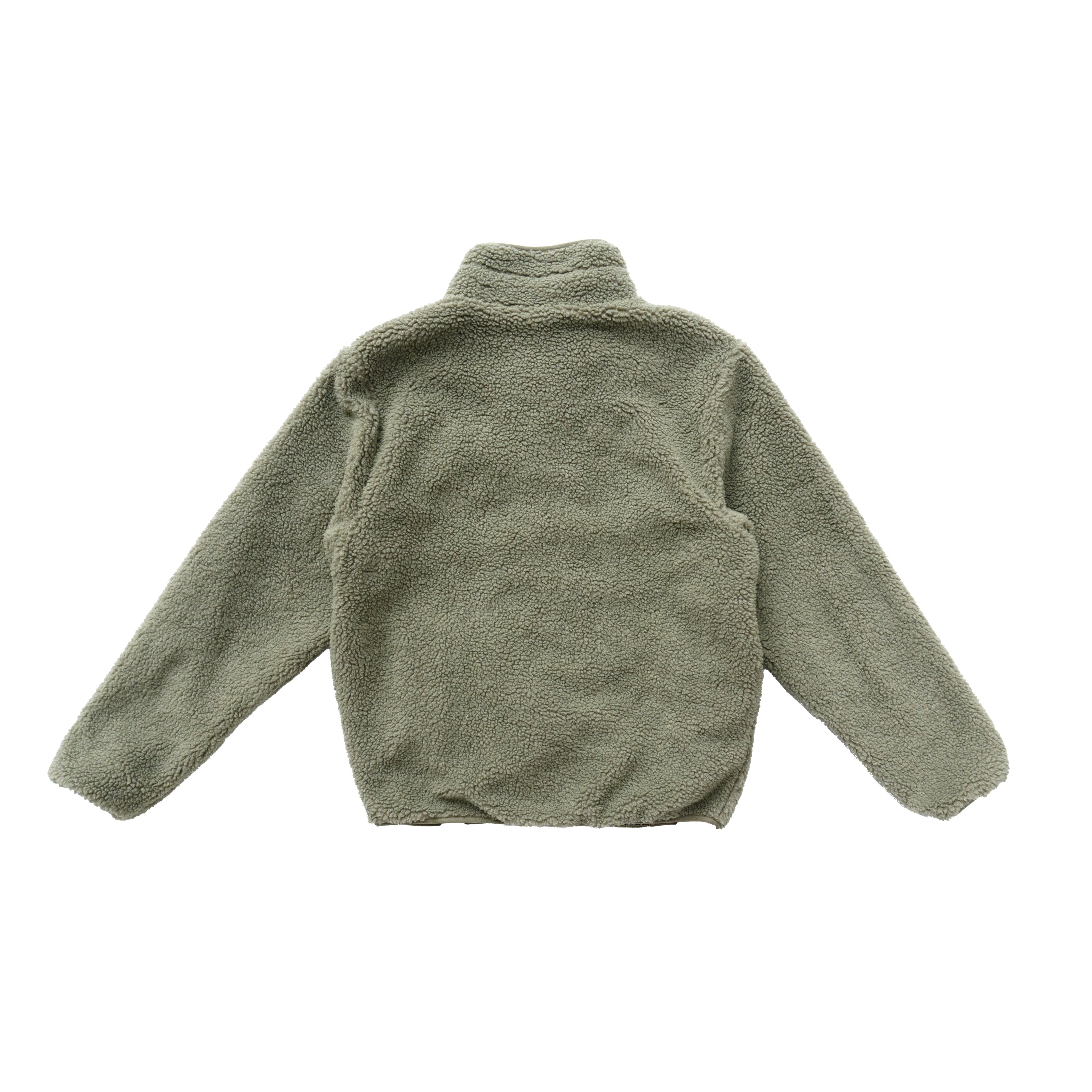 KARL KANI SHERPA FLEECE ZIP JACKET – SAGE GREEN