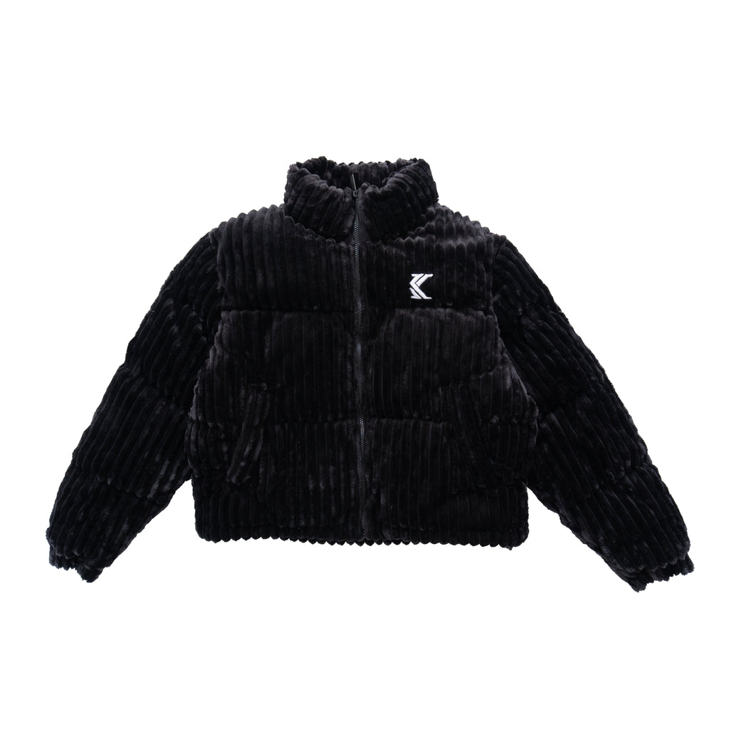 KARL KANI CORDUROY PUFFER JACKET – BLACK (W)