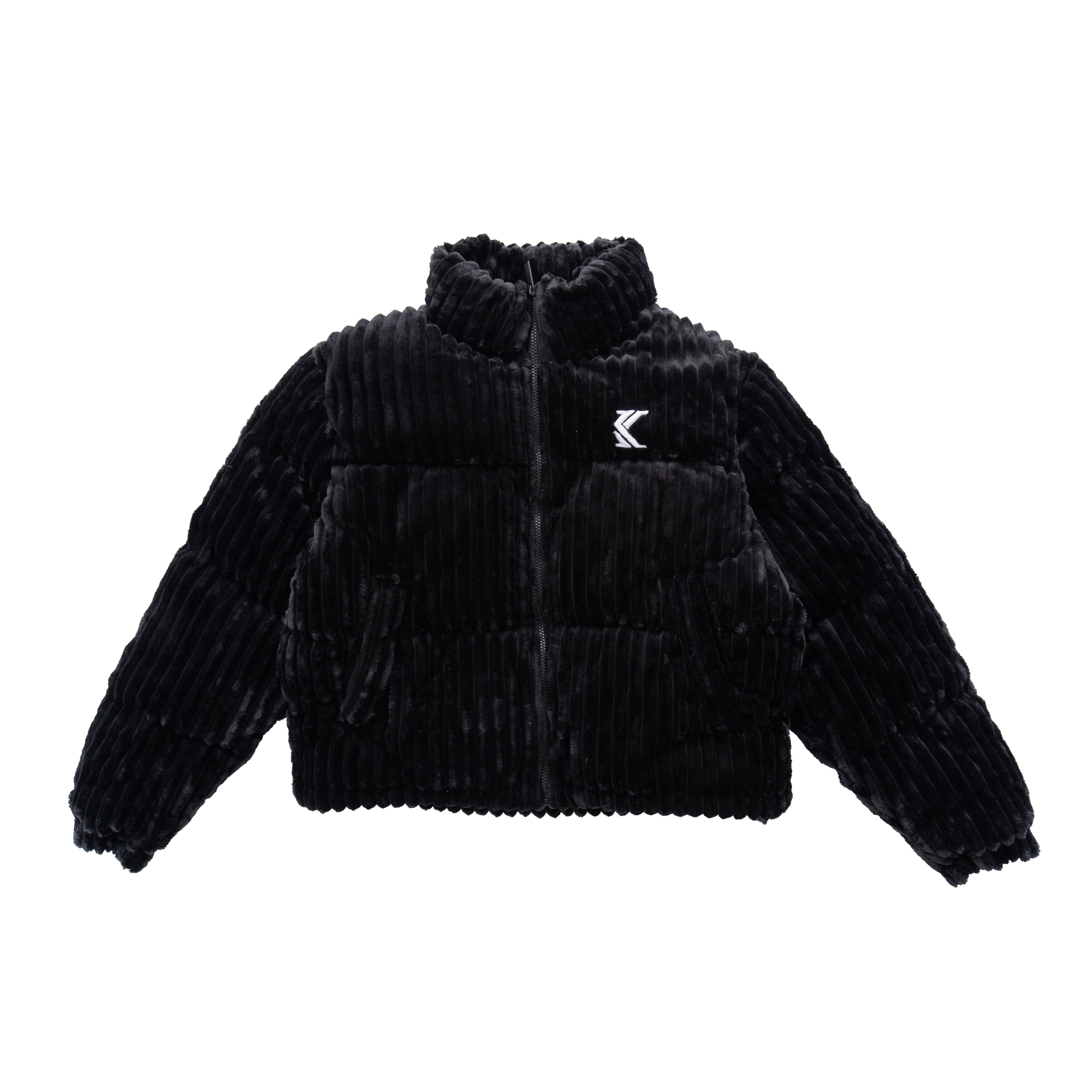 KARL KANI CORDUROY PUFFER JACKET – BLACK (W)