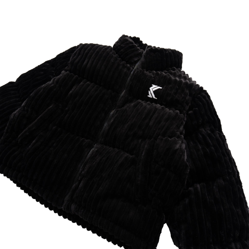 KARL KANI CORDUROY PUFFER JACKET – BLACK (W)