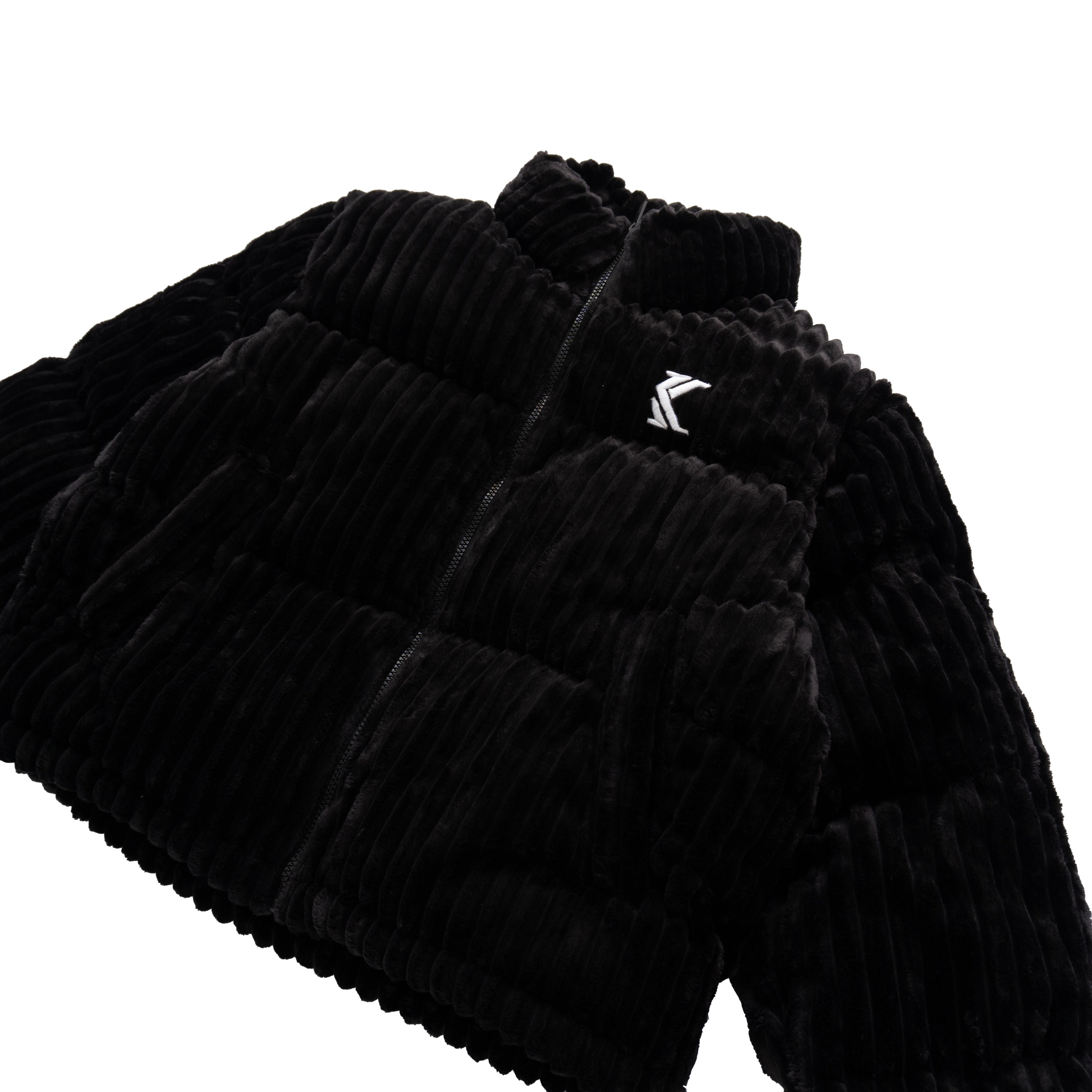 KARL KANI CORDUROY PUFFER JACKET – BLACK (W)
