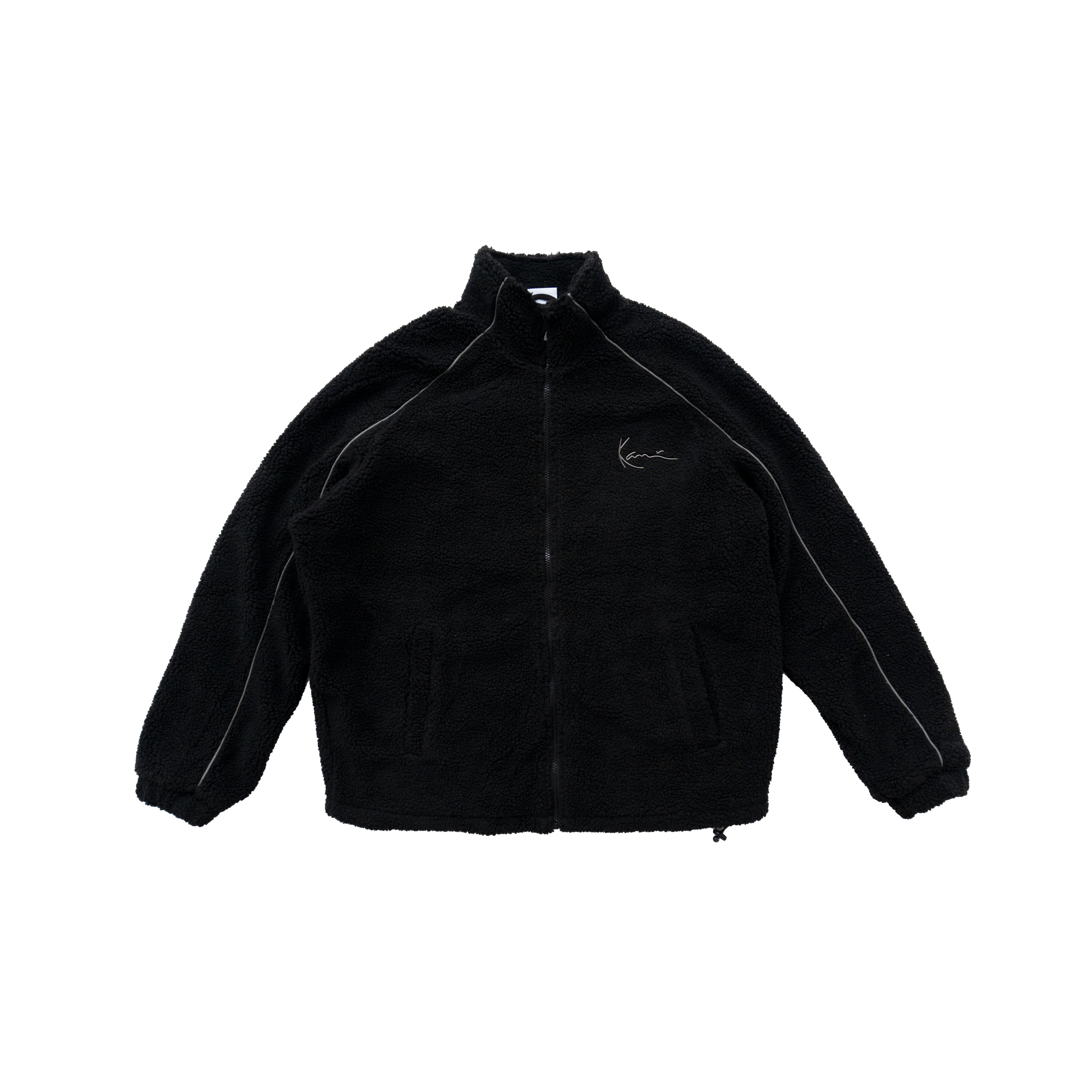 KARL KANI SHERPA FLEECE ZIP JACKET – BLACK