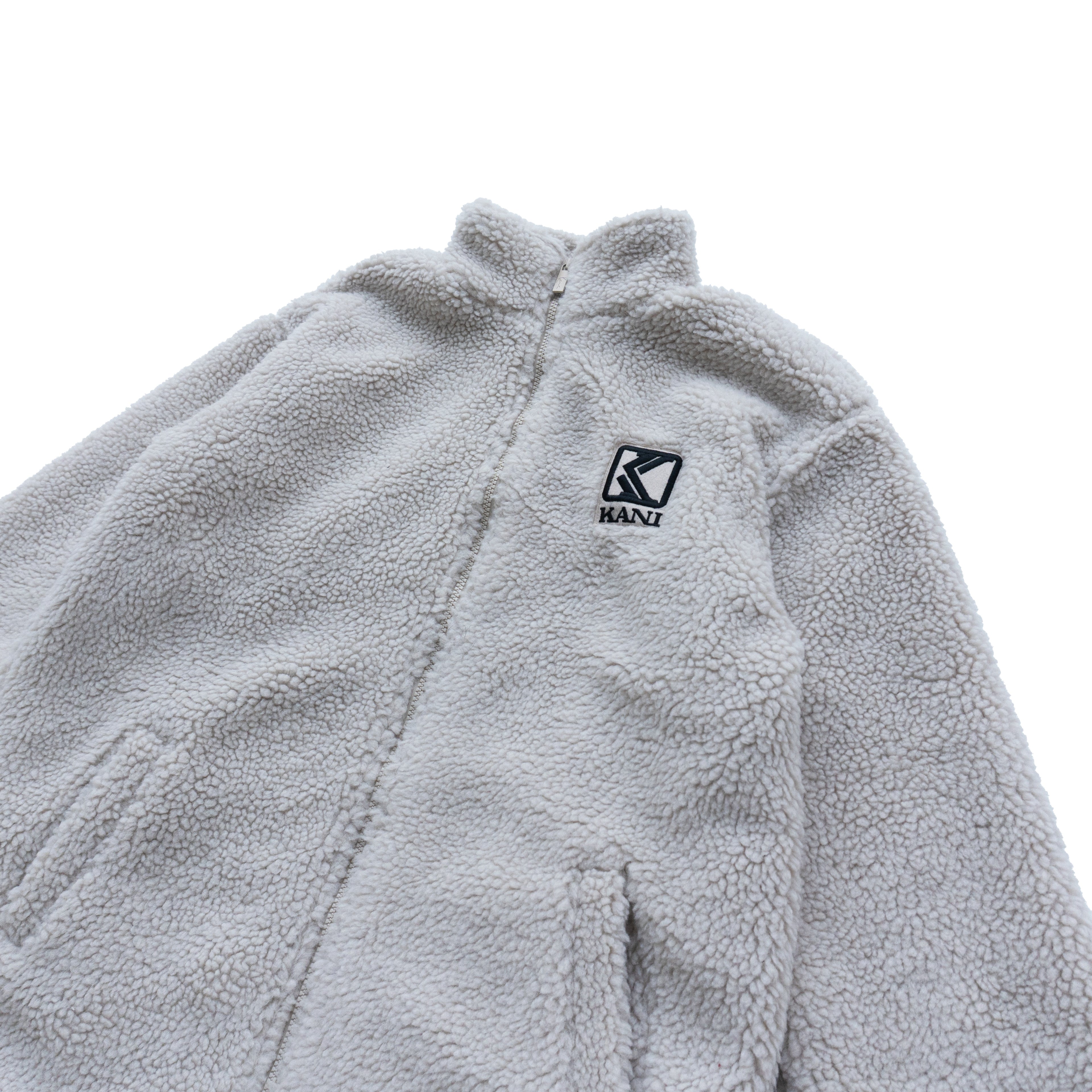 KARL KANI SHERPA FLEECE ZIP JACKET – BEIGE