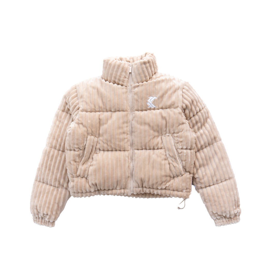 KARL KANI CORDUROY PUFFER JACKET – BEIGE (W)