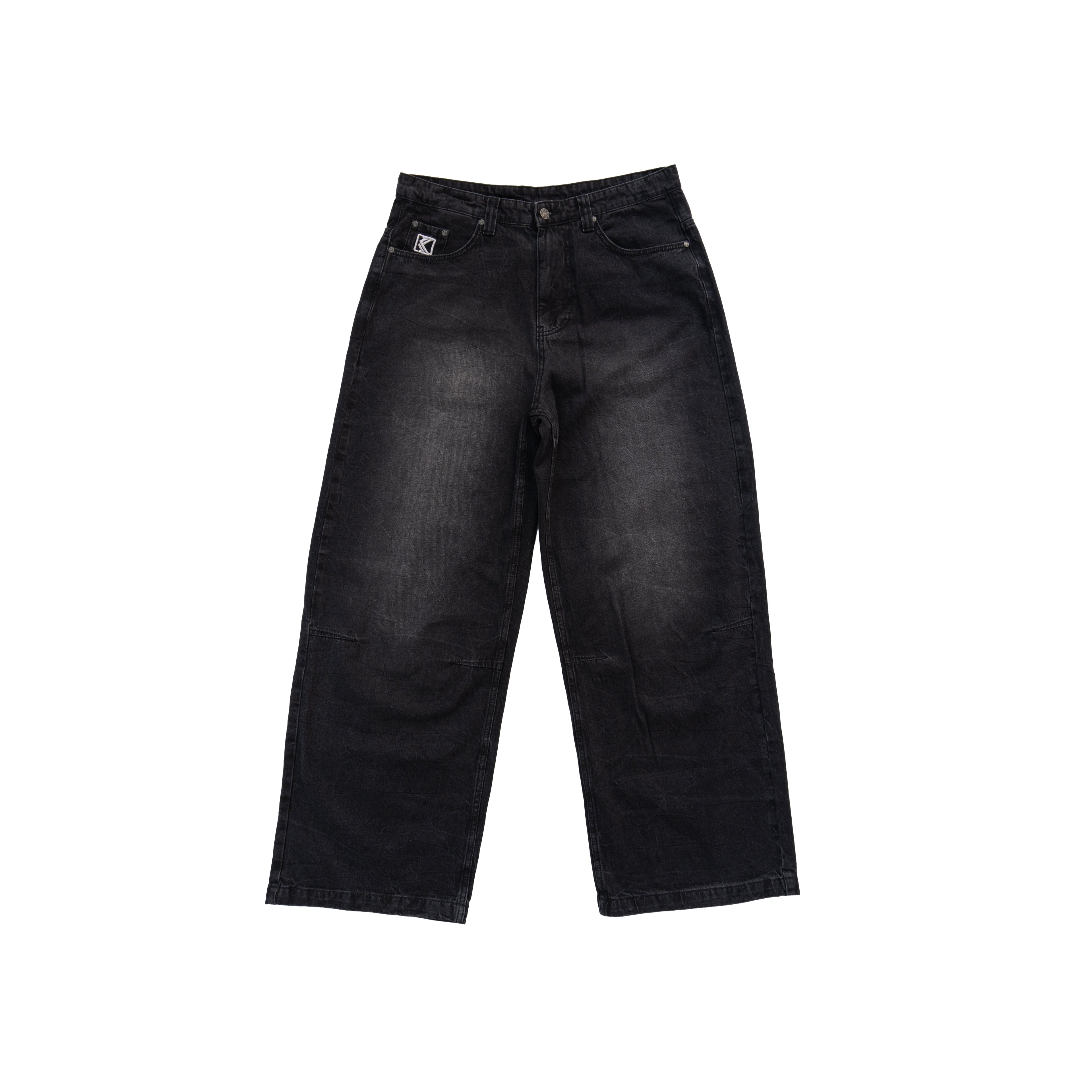 KARL KANI WASHED BLACK BAGGY JEANS – CONTRAST STITCH