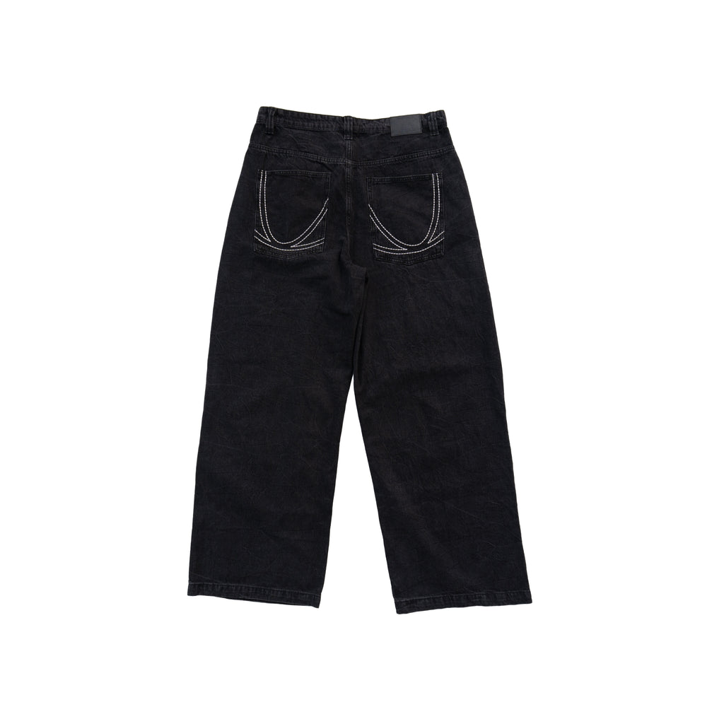 KARL KANI WASHED BLACK BAGGY JEANS – CONTRAST STITCH