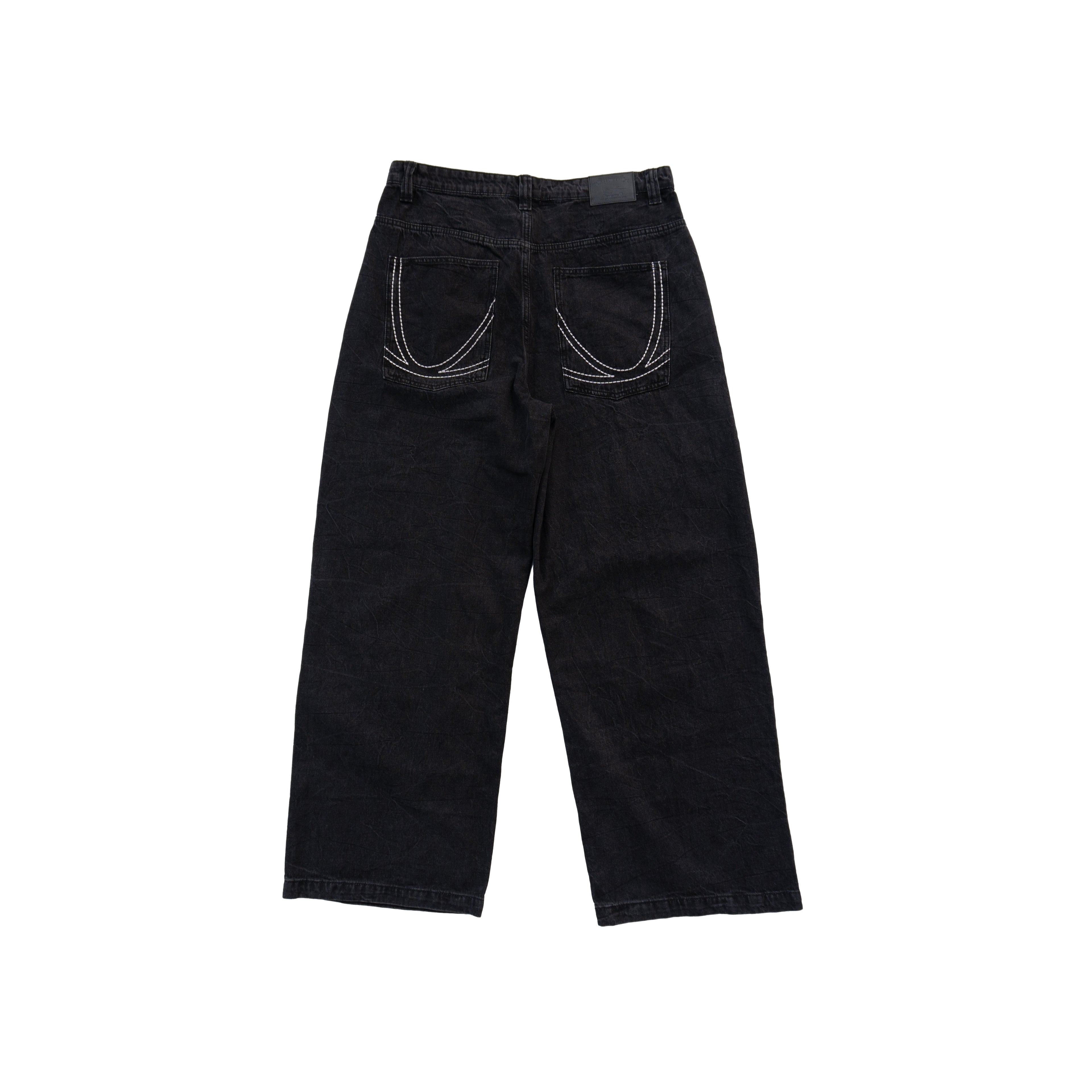 KARL KANI WASHED BLACK BAGGY JEANS – CONTRAST STITCH