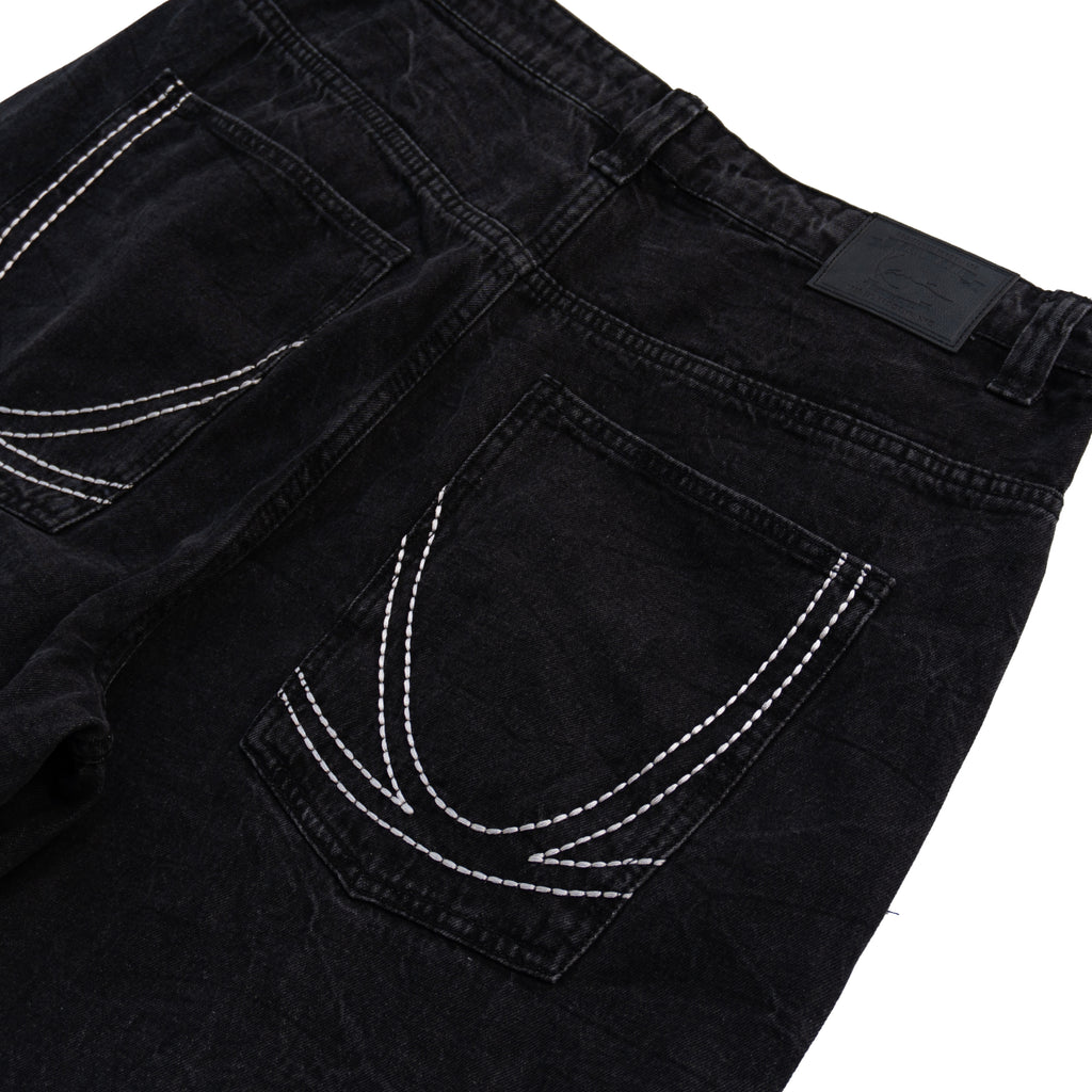 KARL KANI WASHED BLACK BAGGY JEANS – CONTRAST STITCH