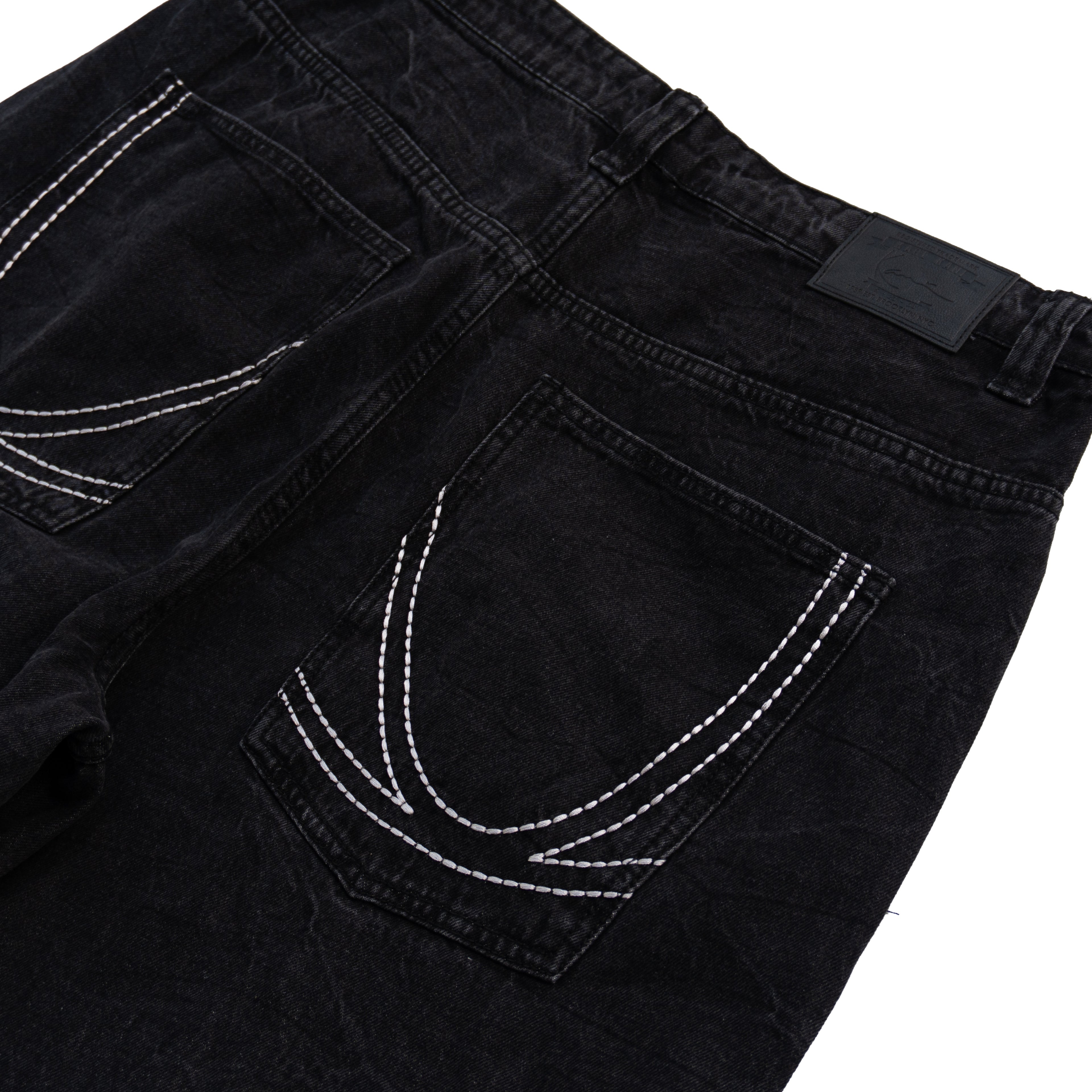 KARL KANI WASHED BLACK BAGGY JEANS – CONTRAST STITCH