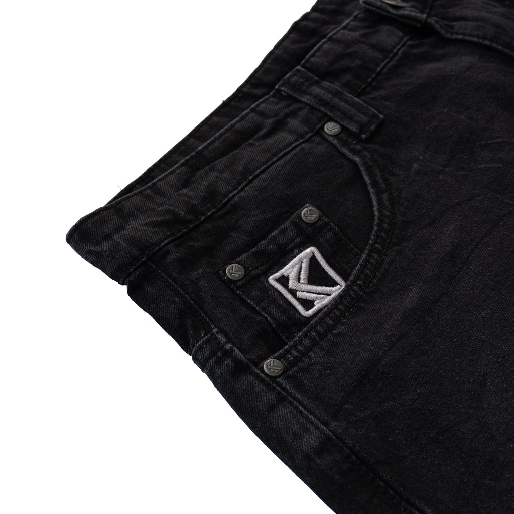 KARL KANI WASHED BLACK BAGGY JEANS – CONTRAST STITCH