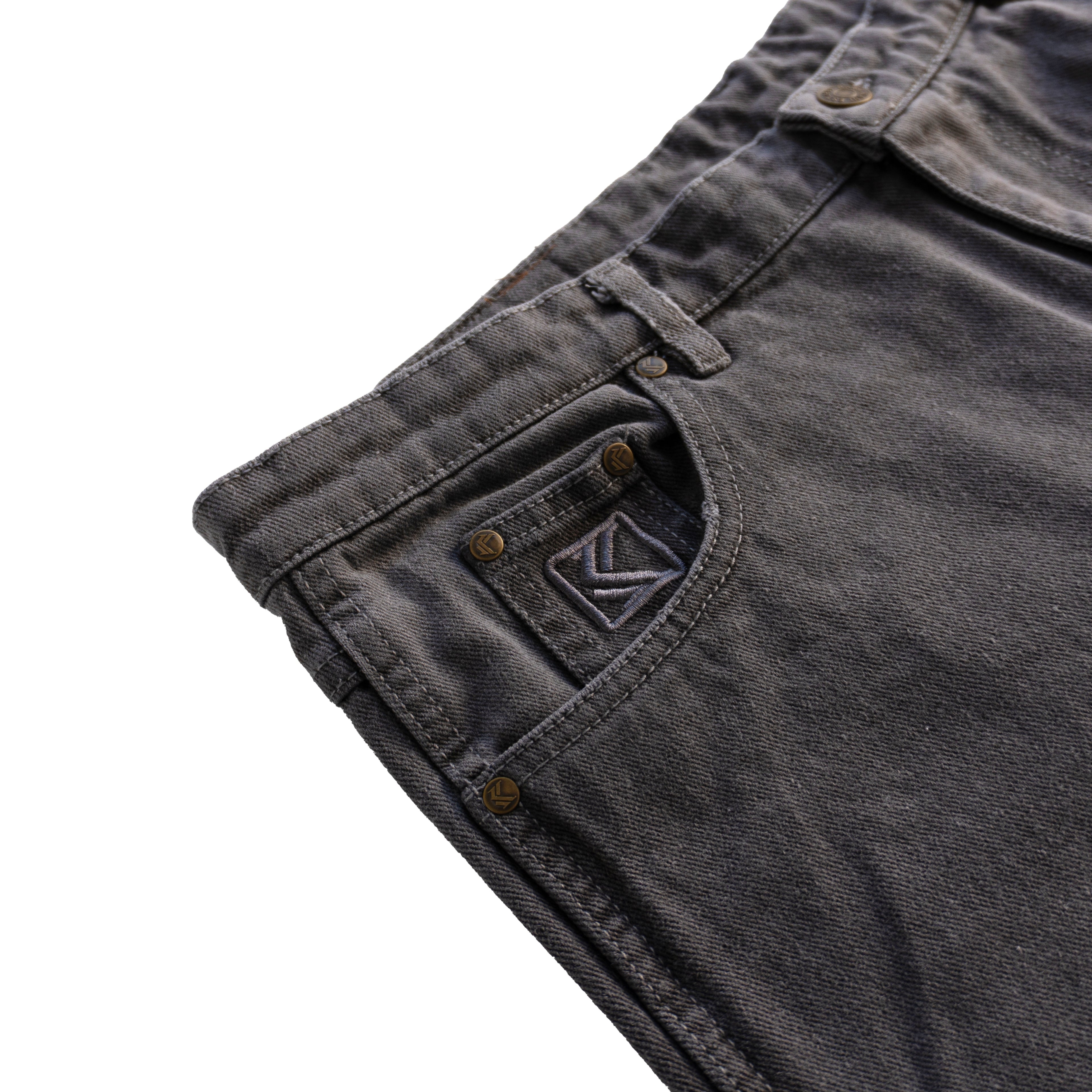 KARL KANI DISTRESSED LOGO JEANS – GREY