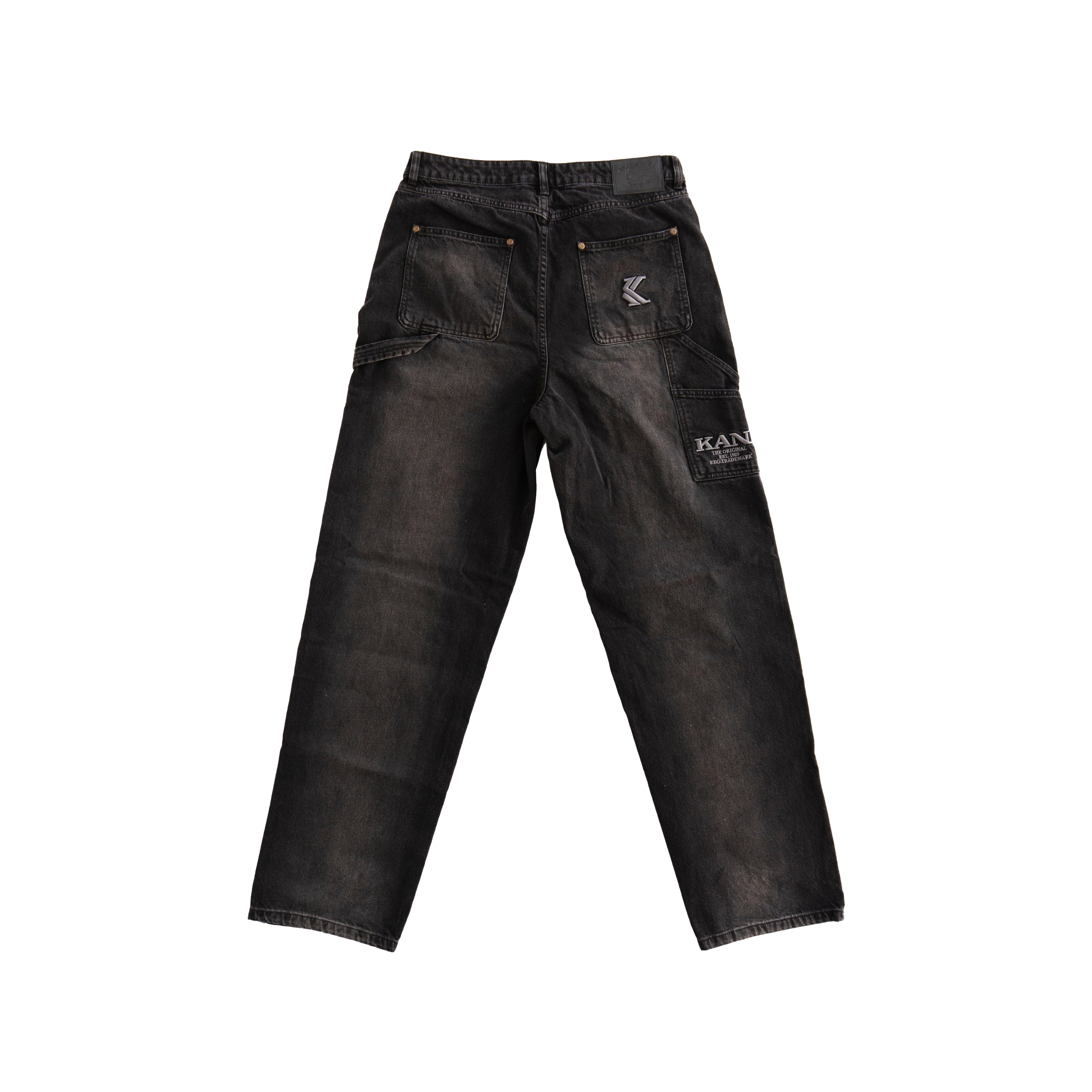 KARL KANI WASHED CARGO JEANS – BLACK (W)