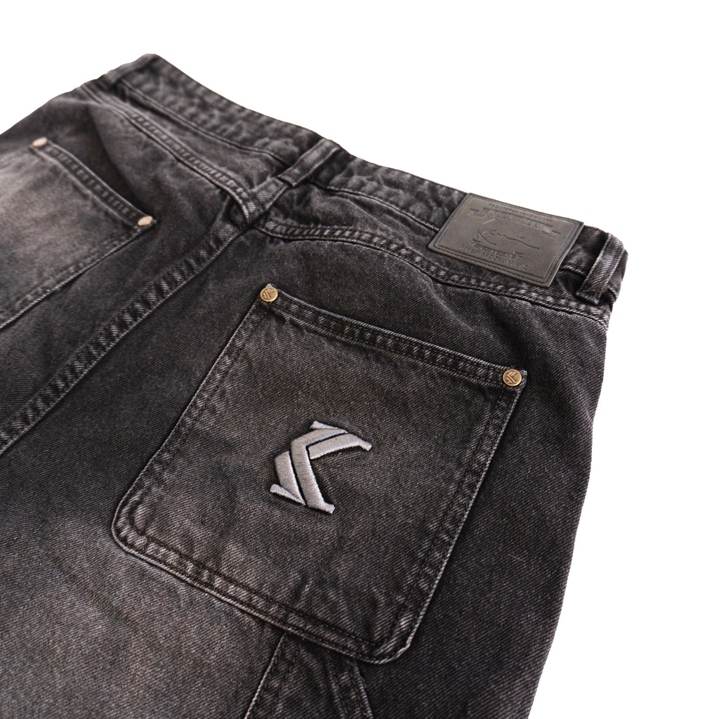 KARL KANI WASHED CARGO JEANS – BLACK (W)