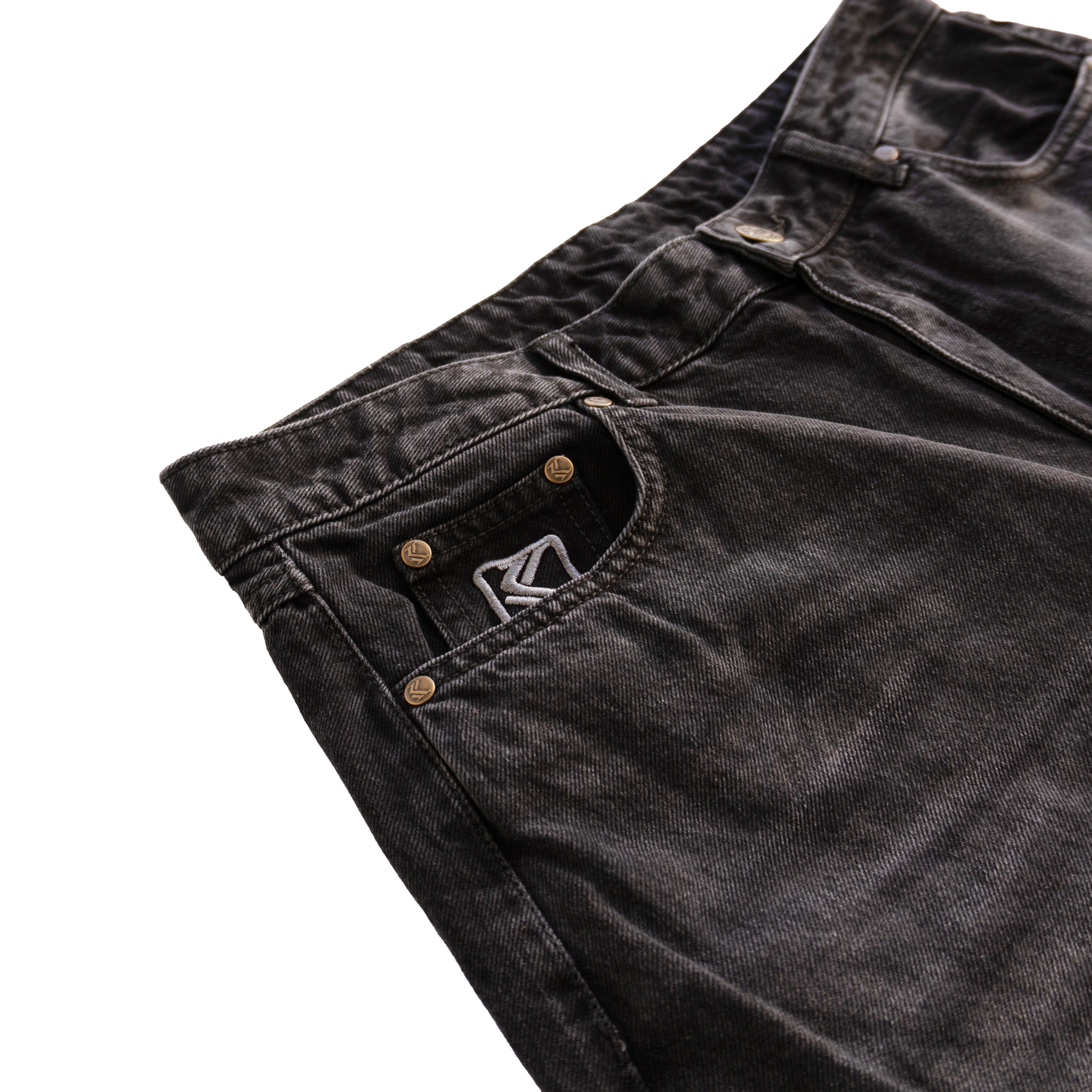 KARL KANI WASHED CARGO JEANS – BLACK (W)