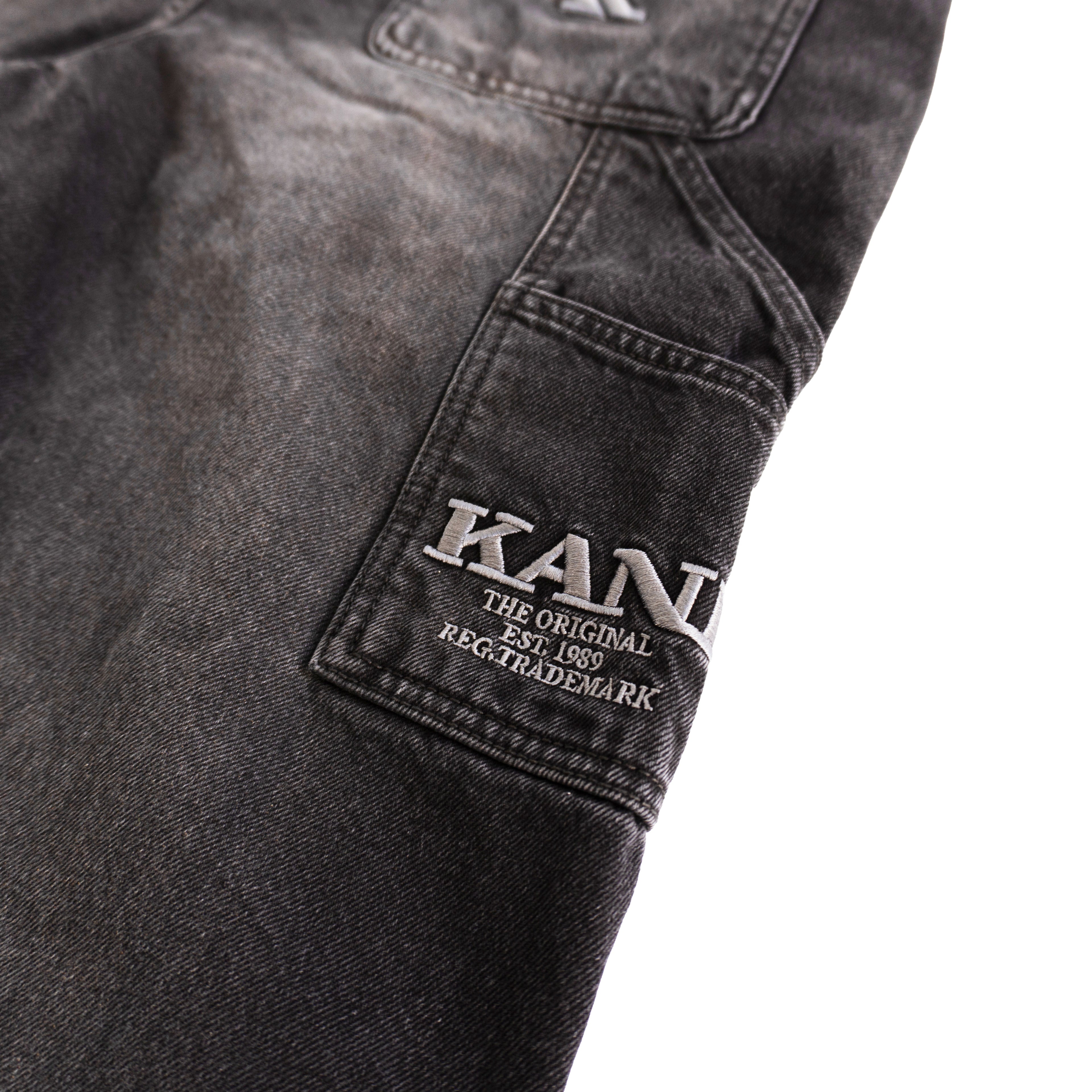 KARL KANI WASHED CARGO JEANS – BLACK (W)