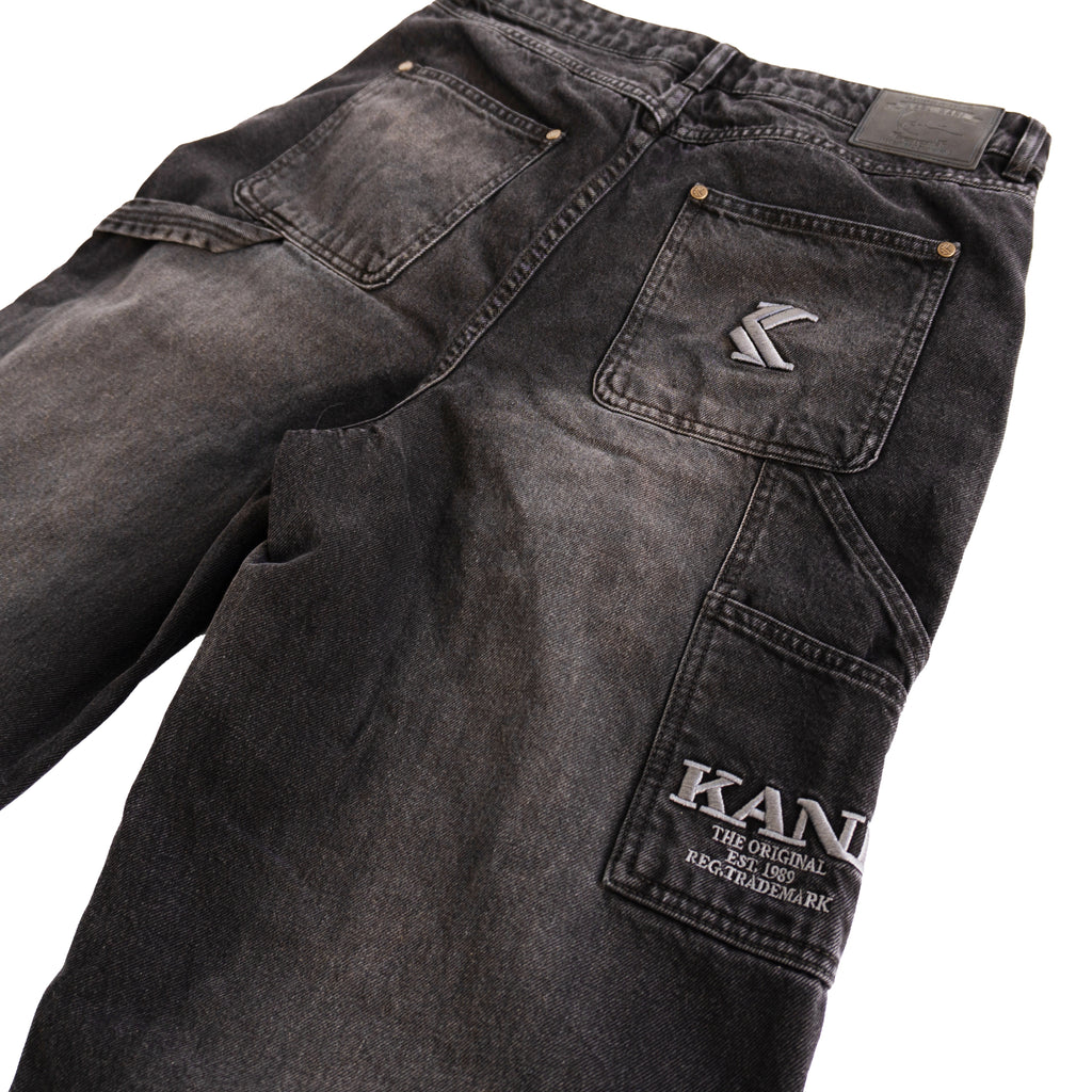 KARL KANI WASHED CARGO JEANS – BLACK (W)