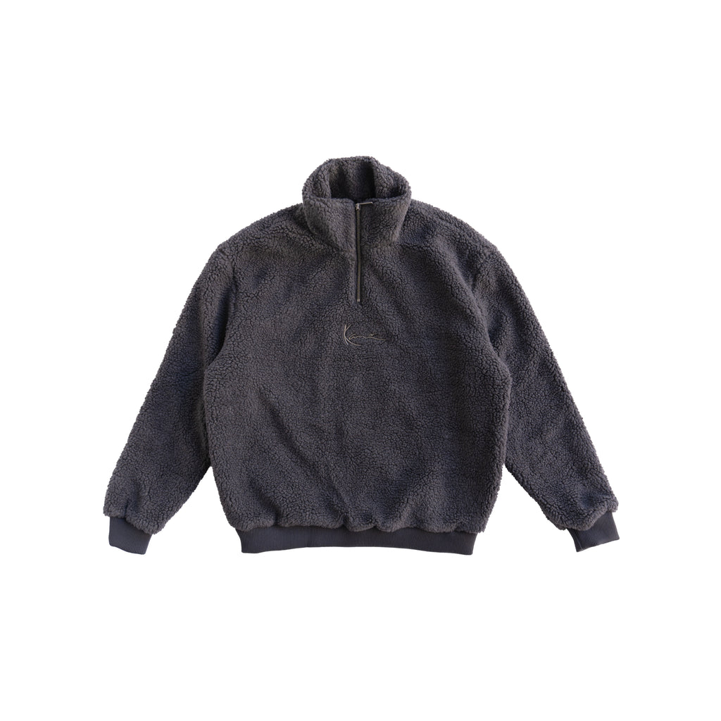 KARL KANI SHERPA QUARTER-ZIP FLEECE – DARK GREY