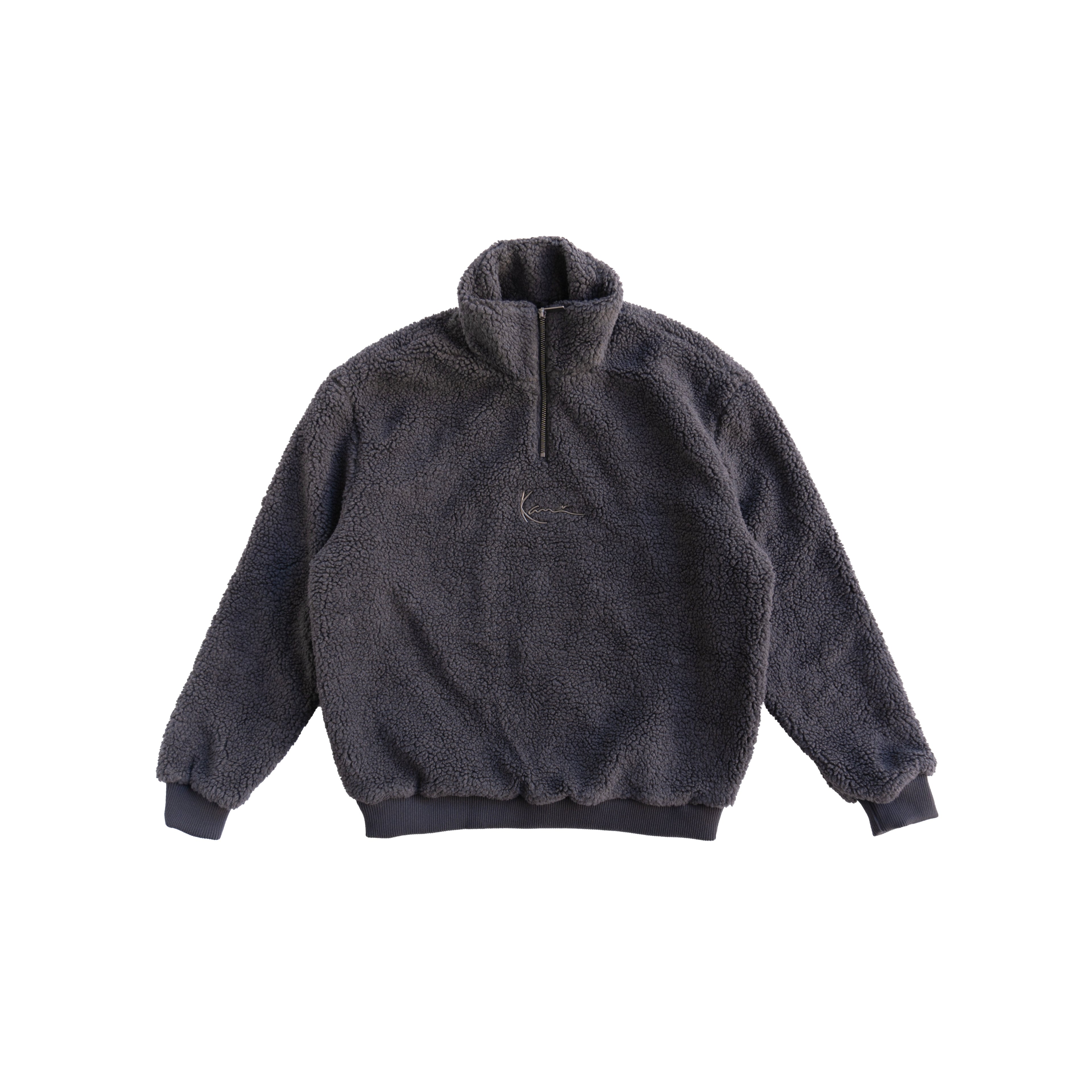 KARL KANI SHERPA QUARTER-ZIP FLEECE – DARK GREY