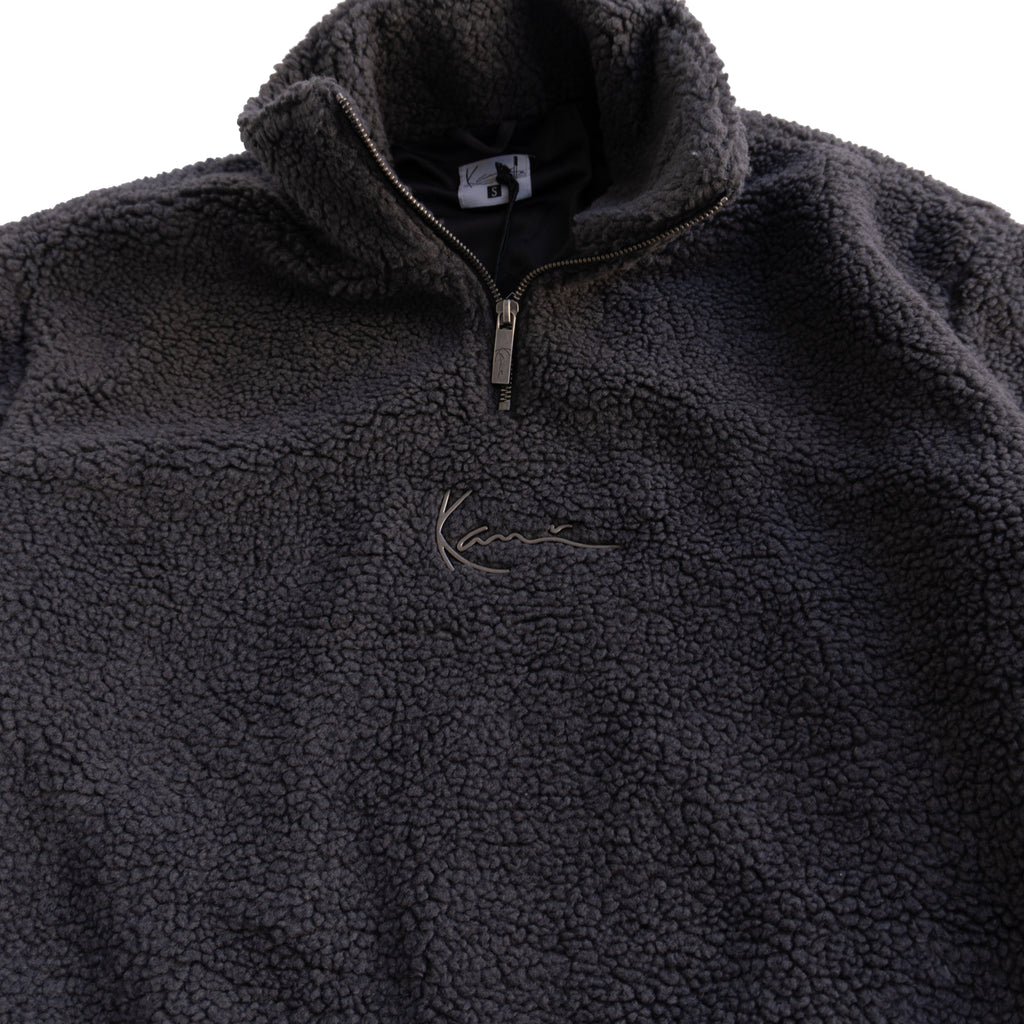 KARL KANI SHERPA QUARTER-ZIP FLEECE – DARK GREY