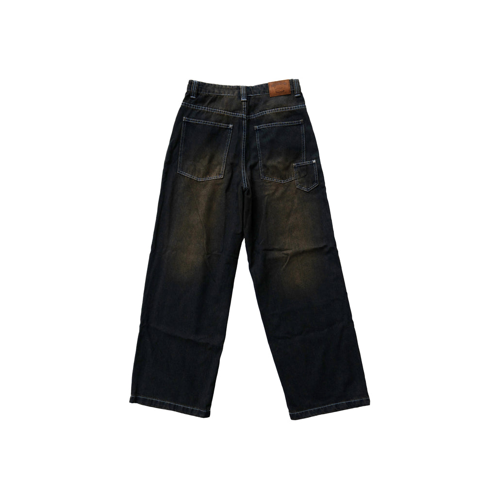 KARL KANI DISTRESSED BAGGY JEANS – BLACK / BROWN WASH