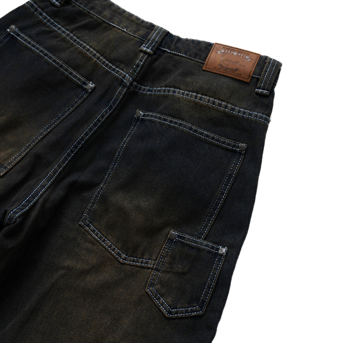 KARL KANI DISTRESSED BAGGY JEANS – BLACK / BROWN WASH