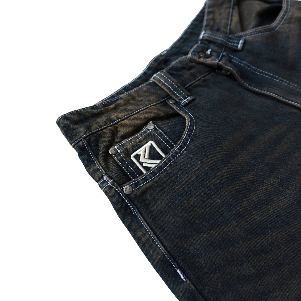 KARL KANI DISTRESSED BAGGY JEANS – BLACK / BROWN WASH