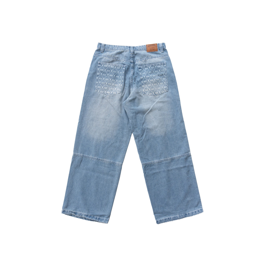KARL KANI MONOGRAM POCKET BAGGY JEANS – LIGHT BLUE