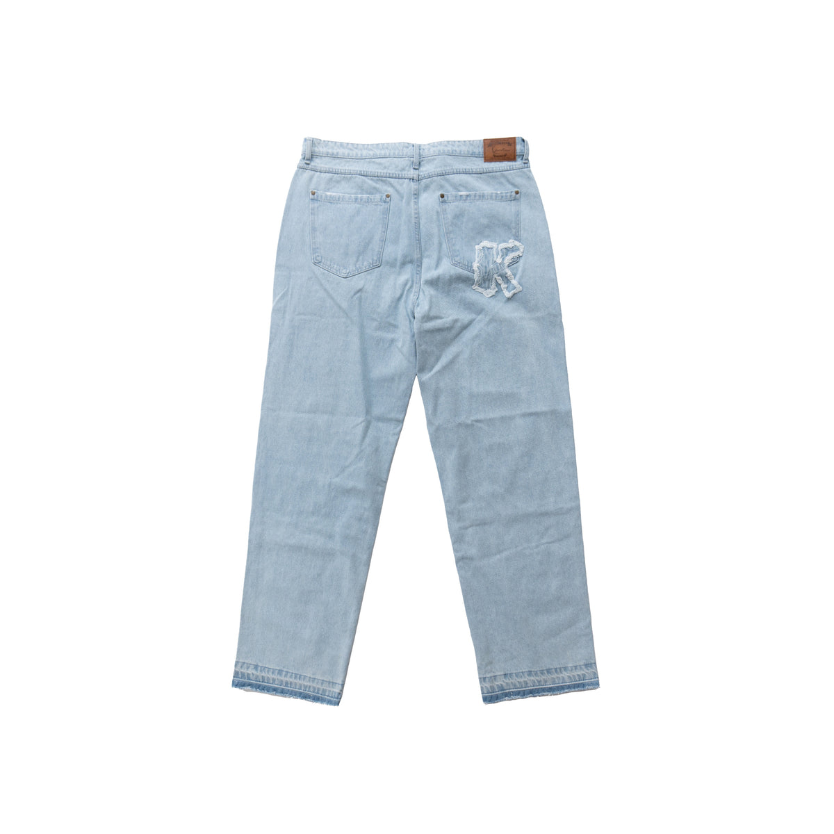 KARL KANI DISTRESSED LOGO BAGGY JEANS – LIGHT BLUE