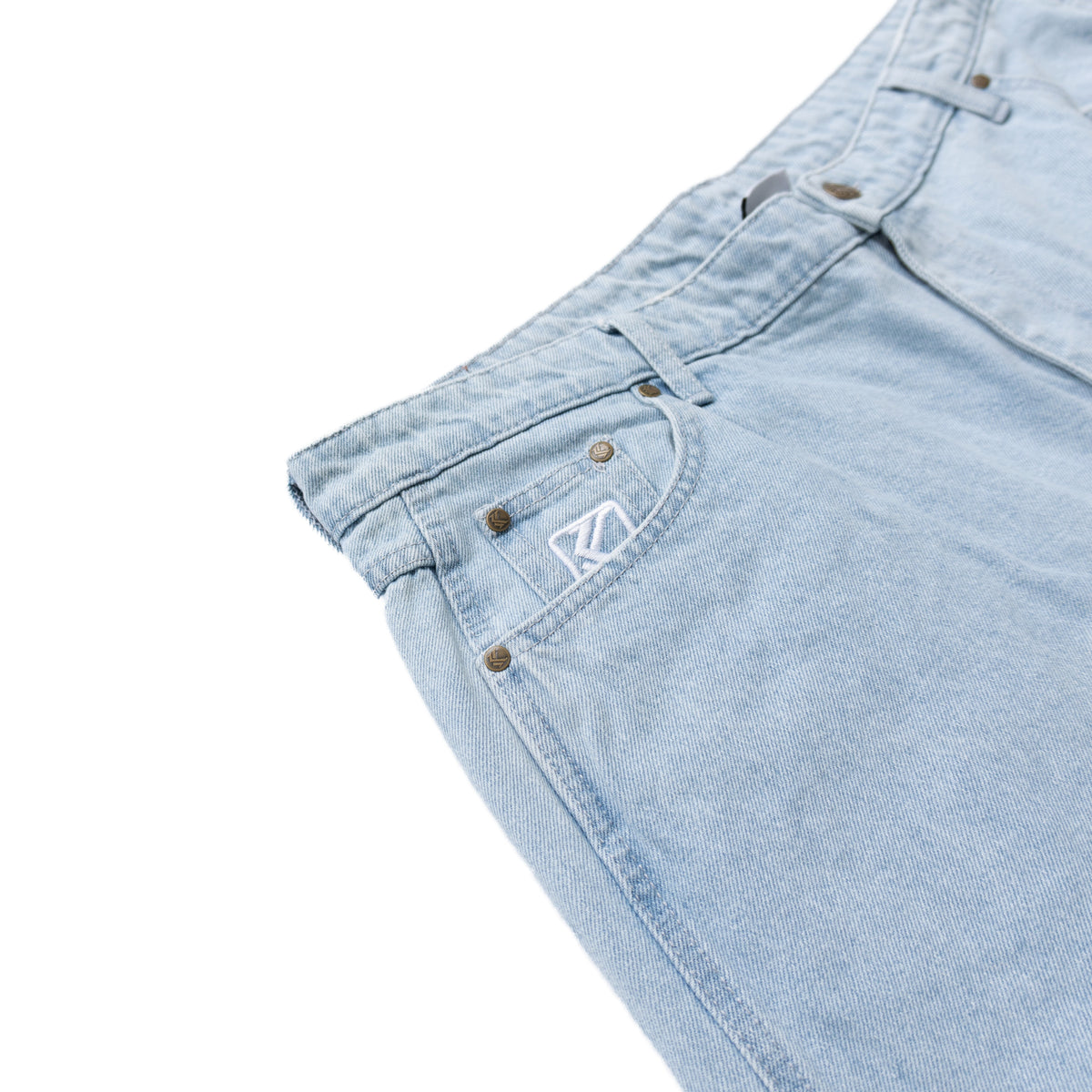 KARL KANI DISTRESSED LOGO BAGGY JEANS – LIGHT BLUE