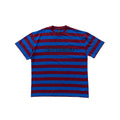 NO PROBLEMO STRIPED LOGO T-SHIRT – BURGUNDY / BLUE
