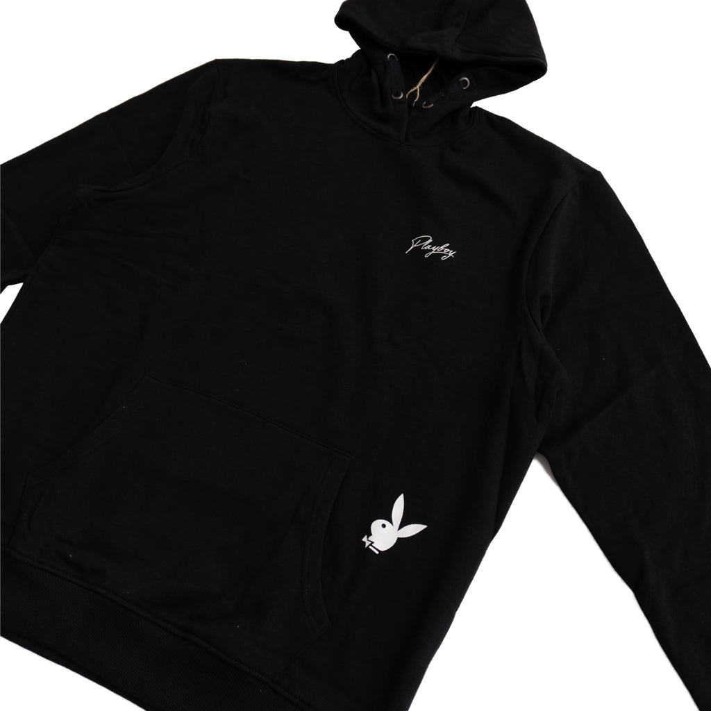 PLAYBOY LOGO PULLOVER HOODIE – BLACK