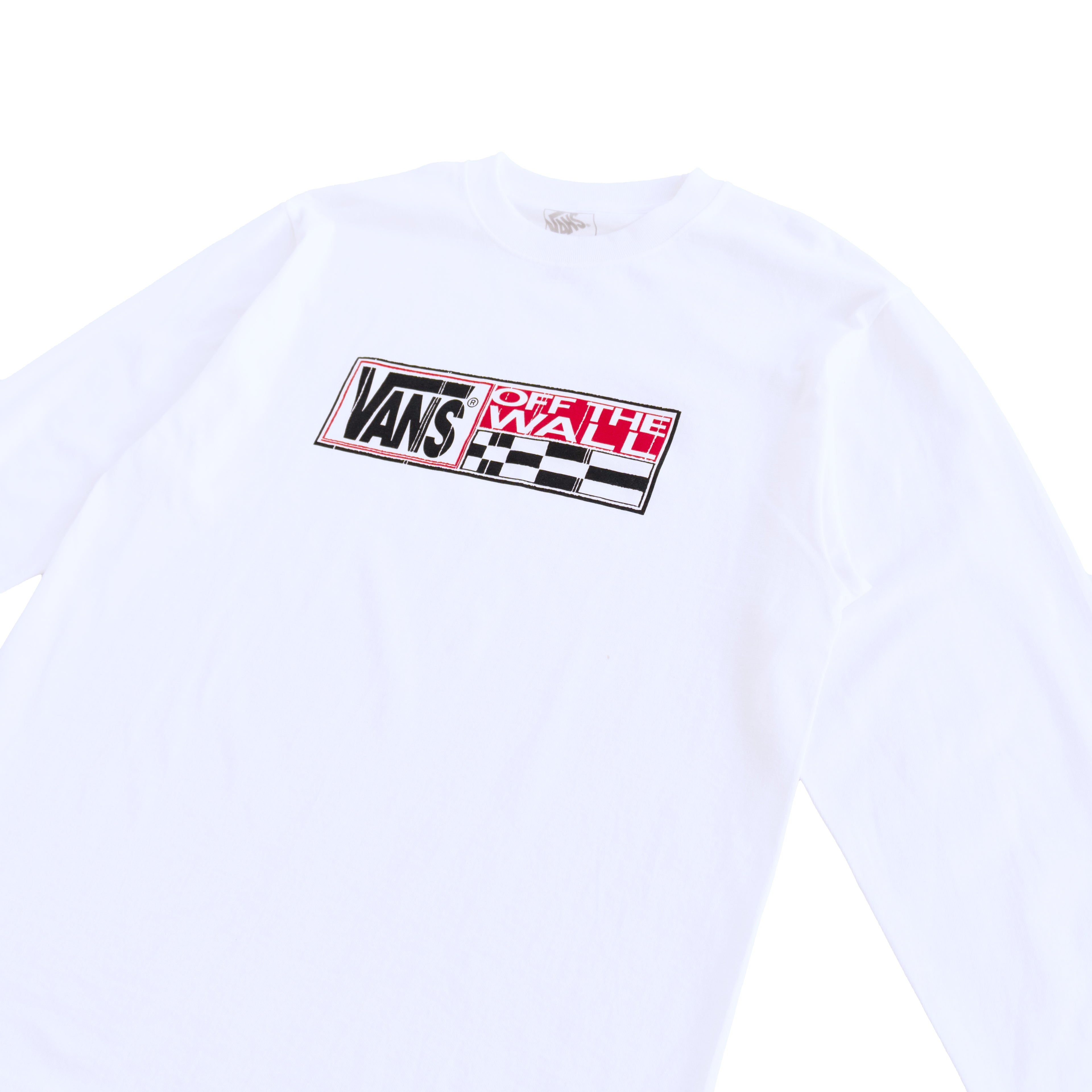 VANS OFF THE WALL CHECKERBOARD LONG SLEEVE T-SHIRT – WHITE