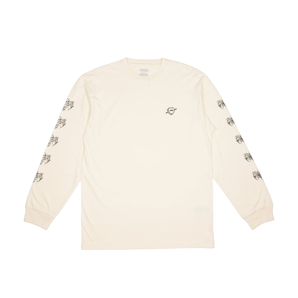 VANS HEART & SKELETON LONG SLEEVE T-SHIRT – CREAM